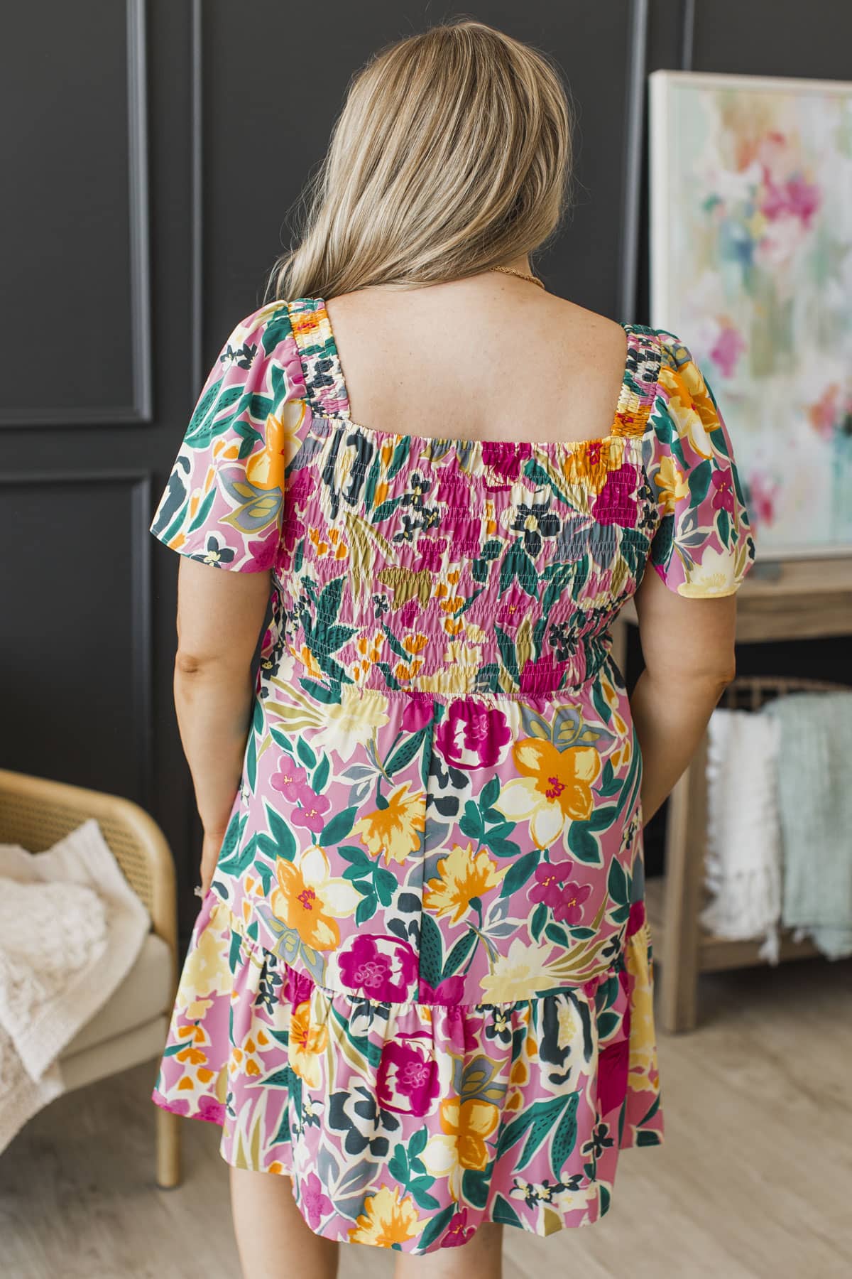 Catch Me Looking Floral Mini Dress- Pink - Image 7