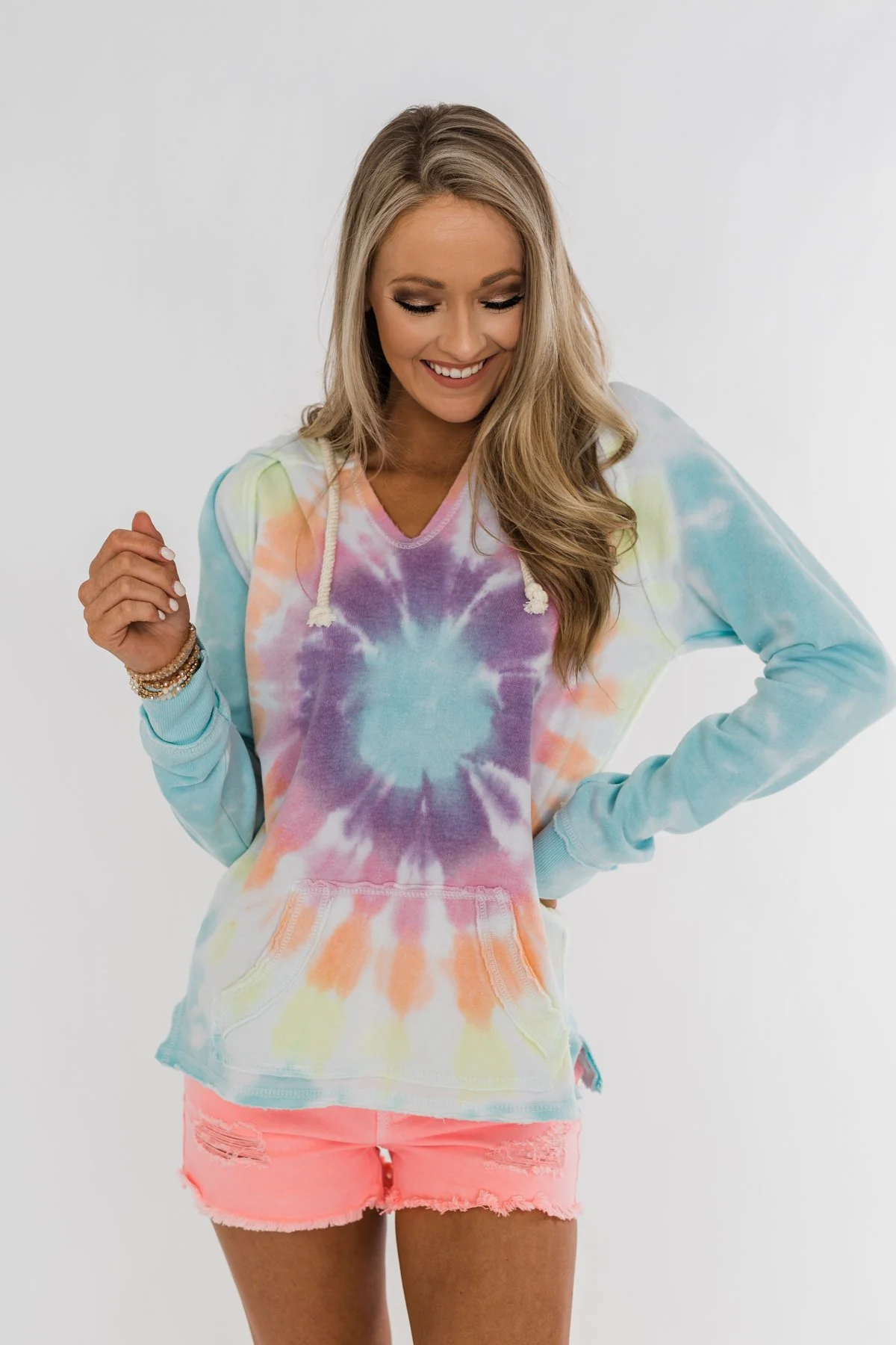 Catch The Fun Tie Dye Hoodie- Multi - Image 6