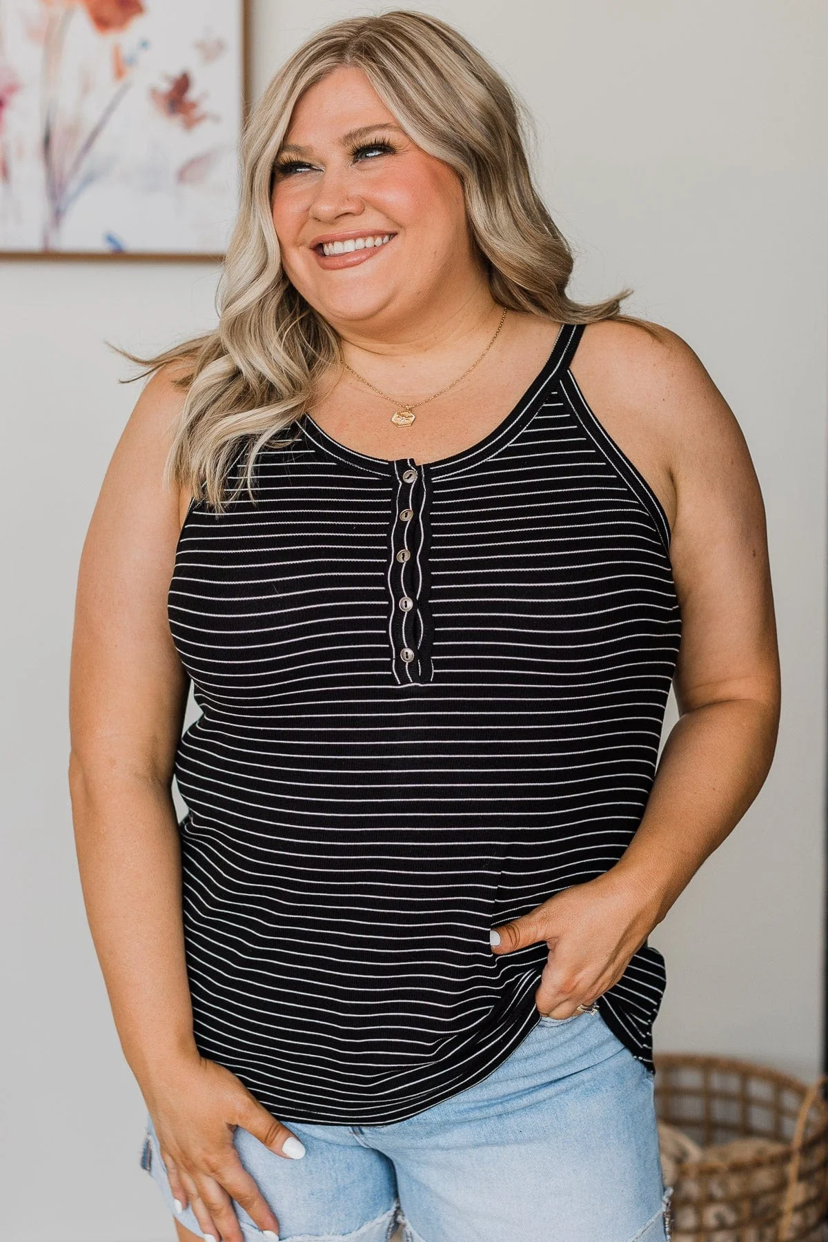 Catch You Later Striped Tank Top- Black - Image 2