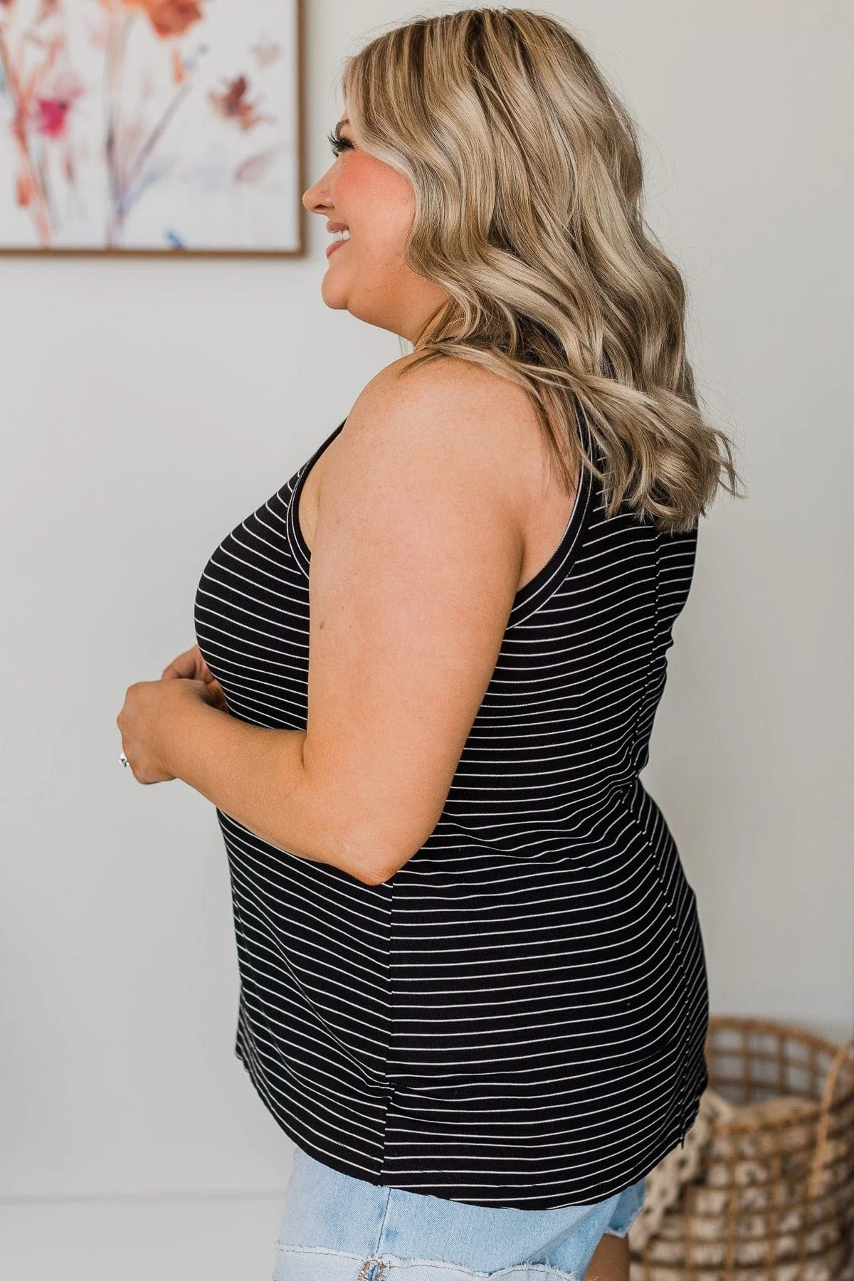 Catch You Later Striped Tank Top- Black - Image 5
