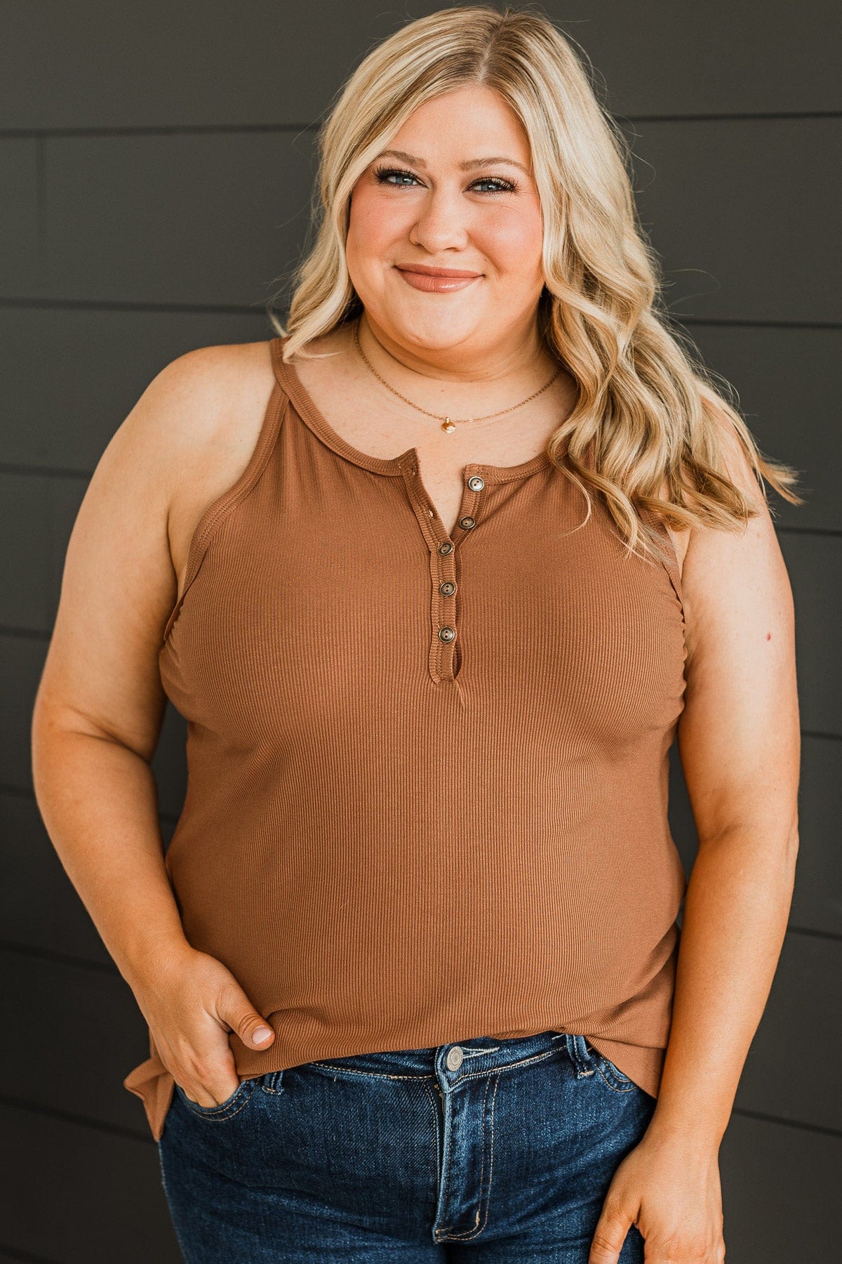 Catch You Later Ribbed Tank Top- Cinnamon - Image 4