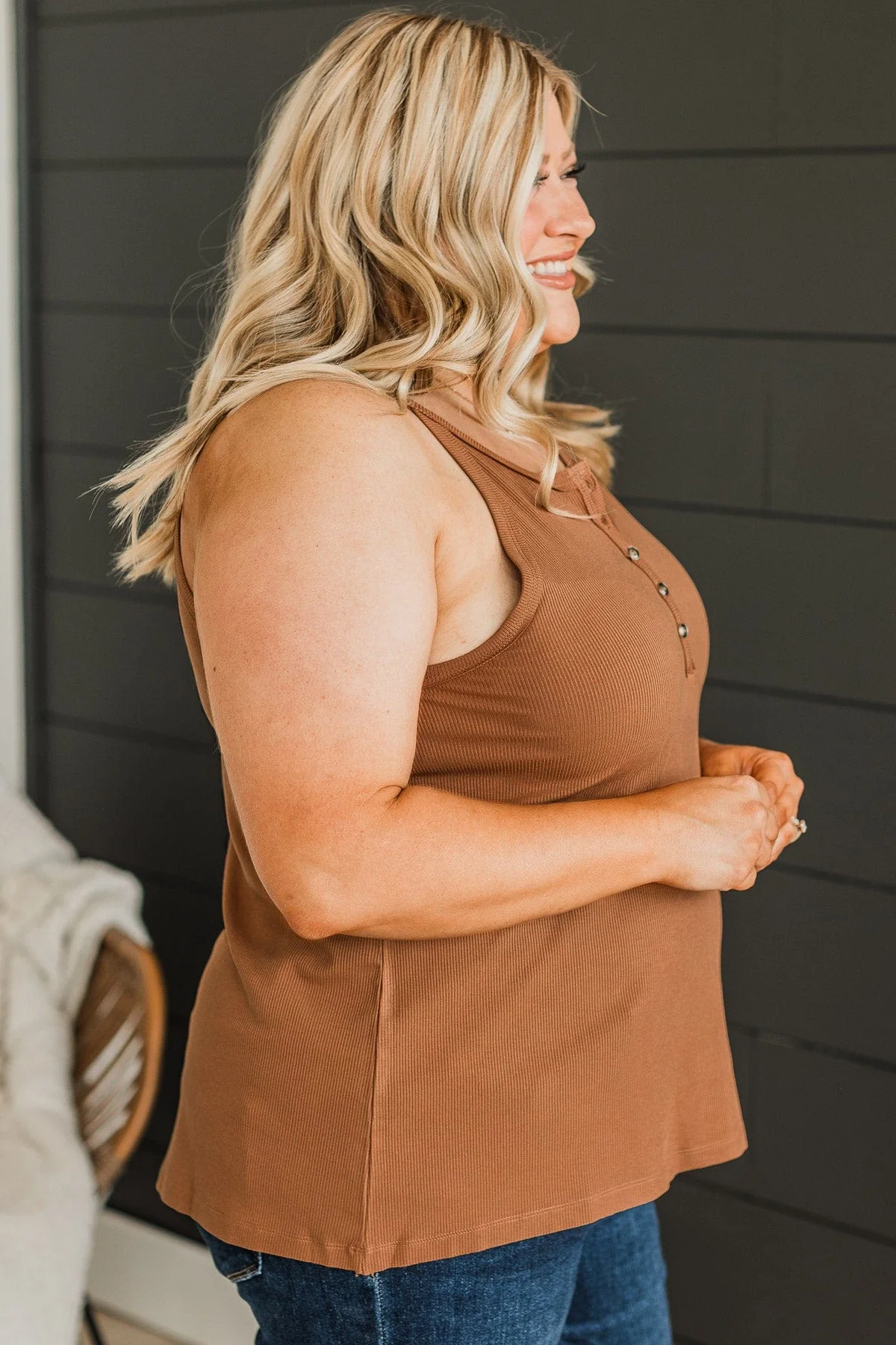 Catch You Later Ribbed Tank Top- Cinnamon - Image 6