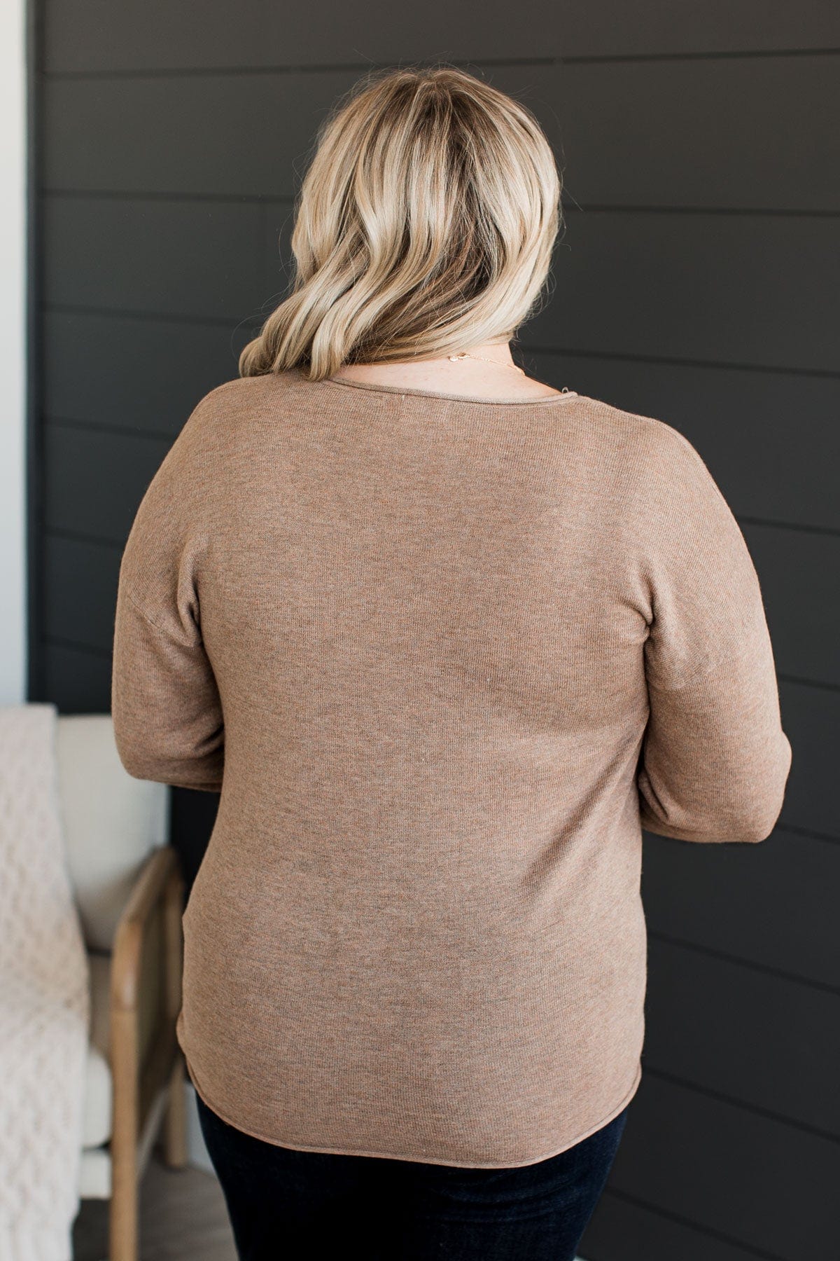 Catching Looks V-Neck Sweater- Mocha - Image 8