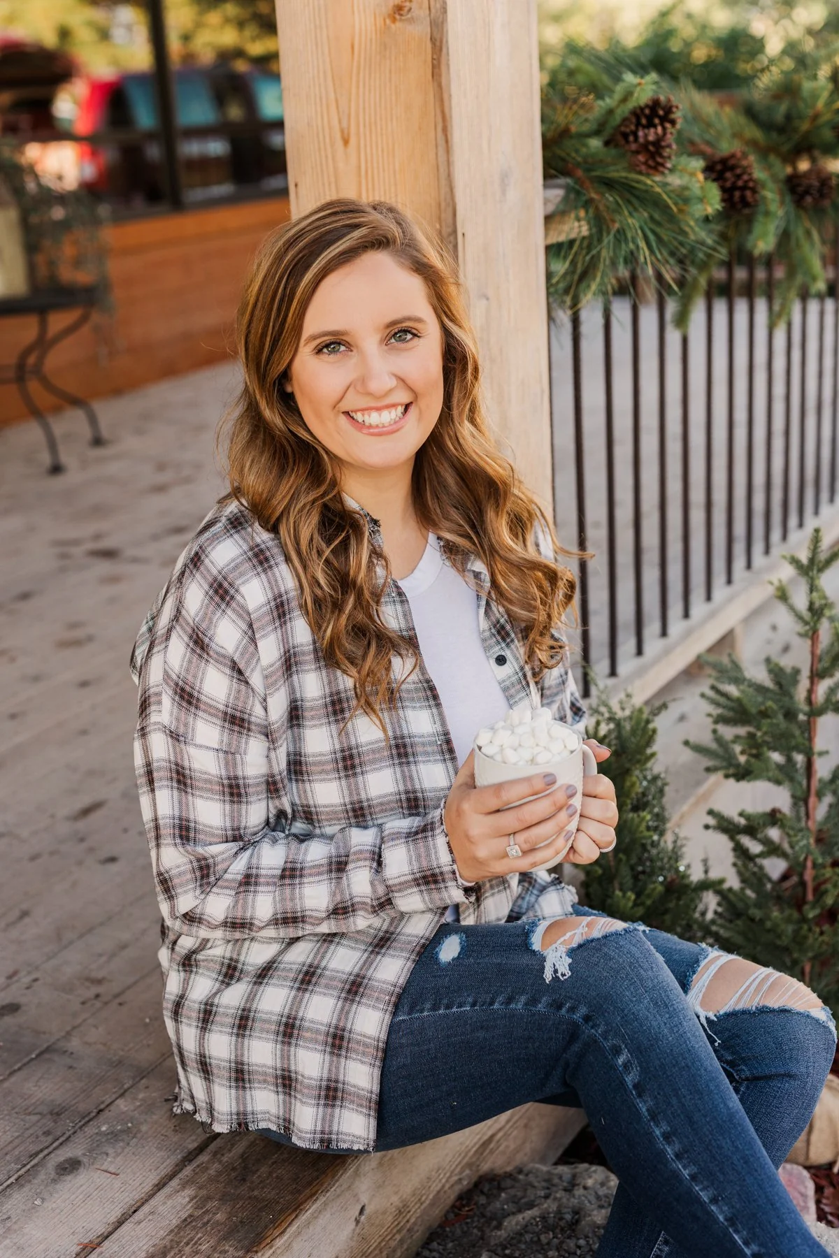 Catching Snowflakes Button Plaid Top- Ivory - Image 10