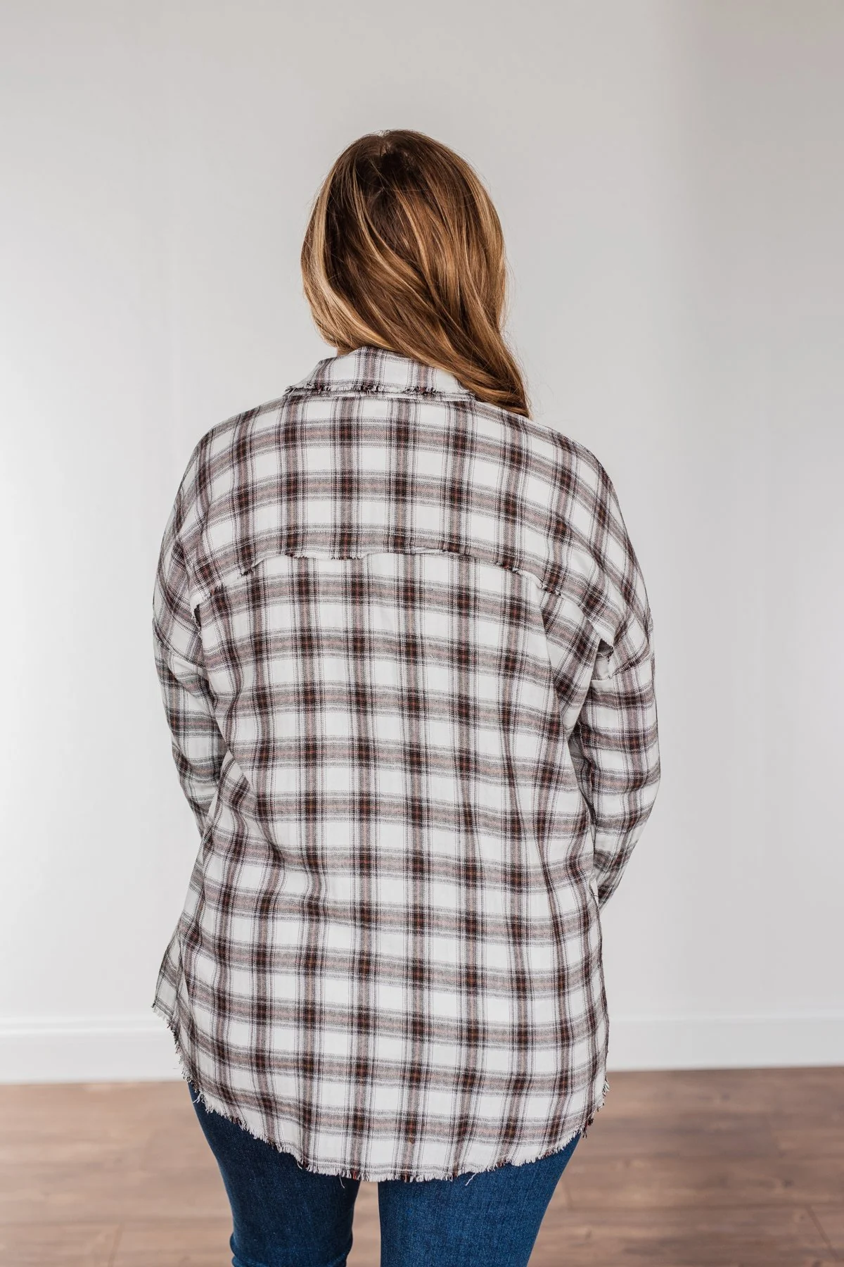 Catching Snowflakes Button Plaid Top- Ivory - Image 23