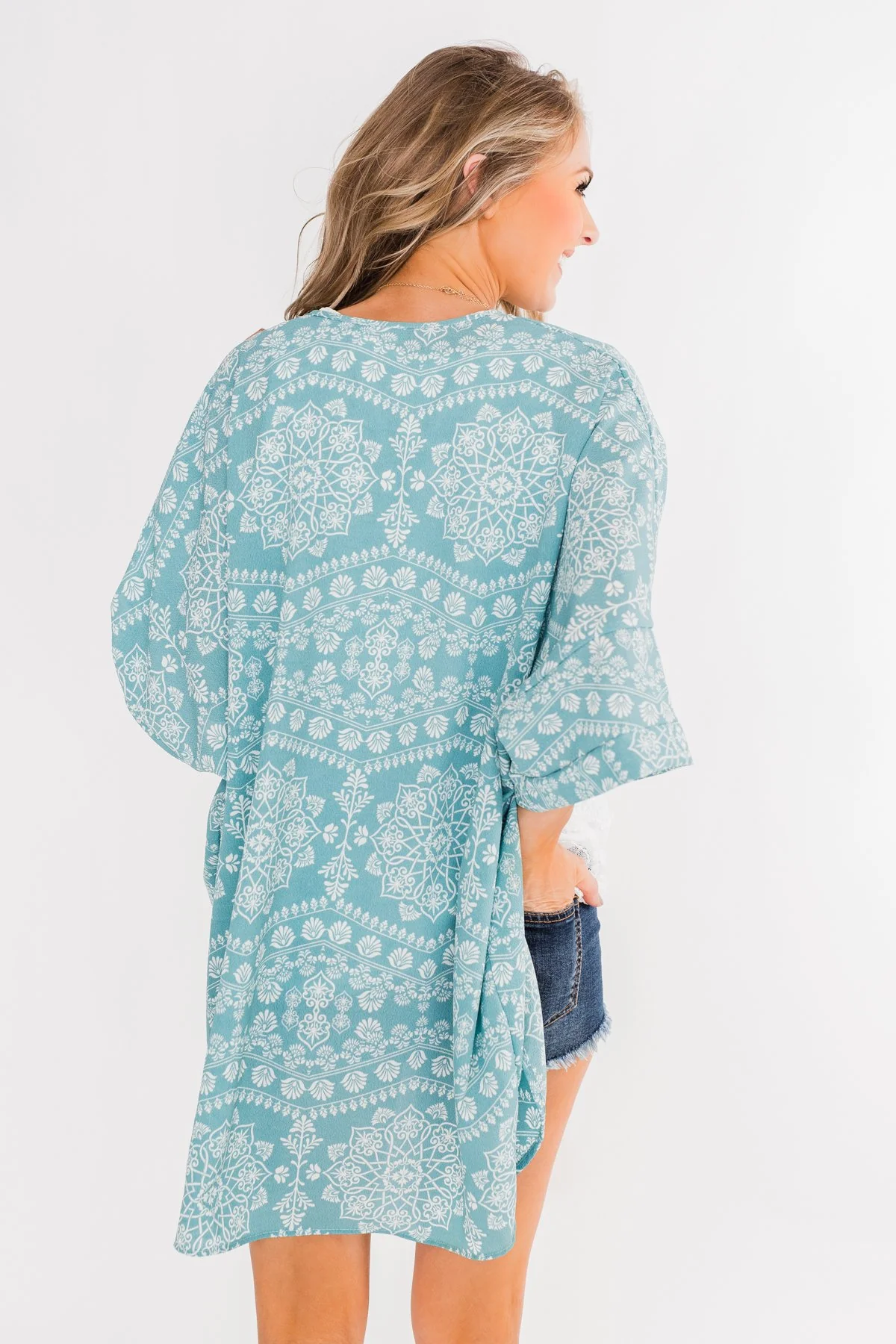 Catching The Wind Kimono- Dusty Blue - Image 10