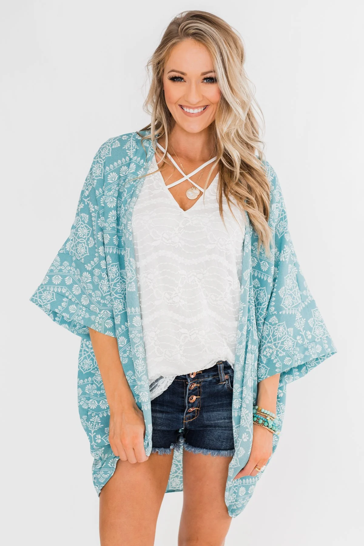 Catching The Wind Kimono- Dusty Blue - Image 2