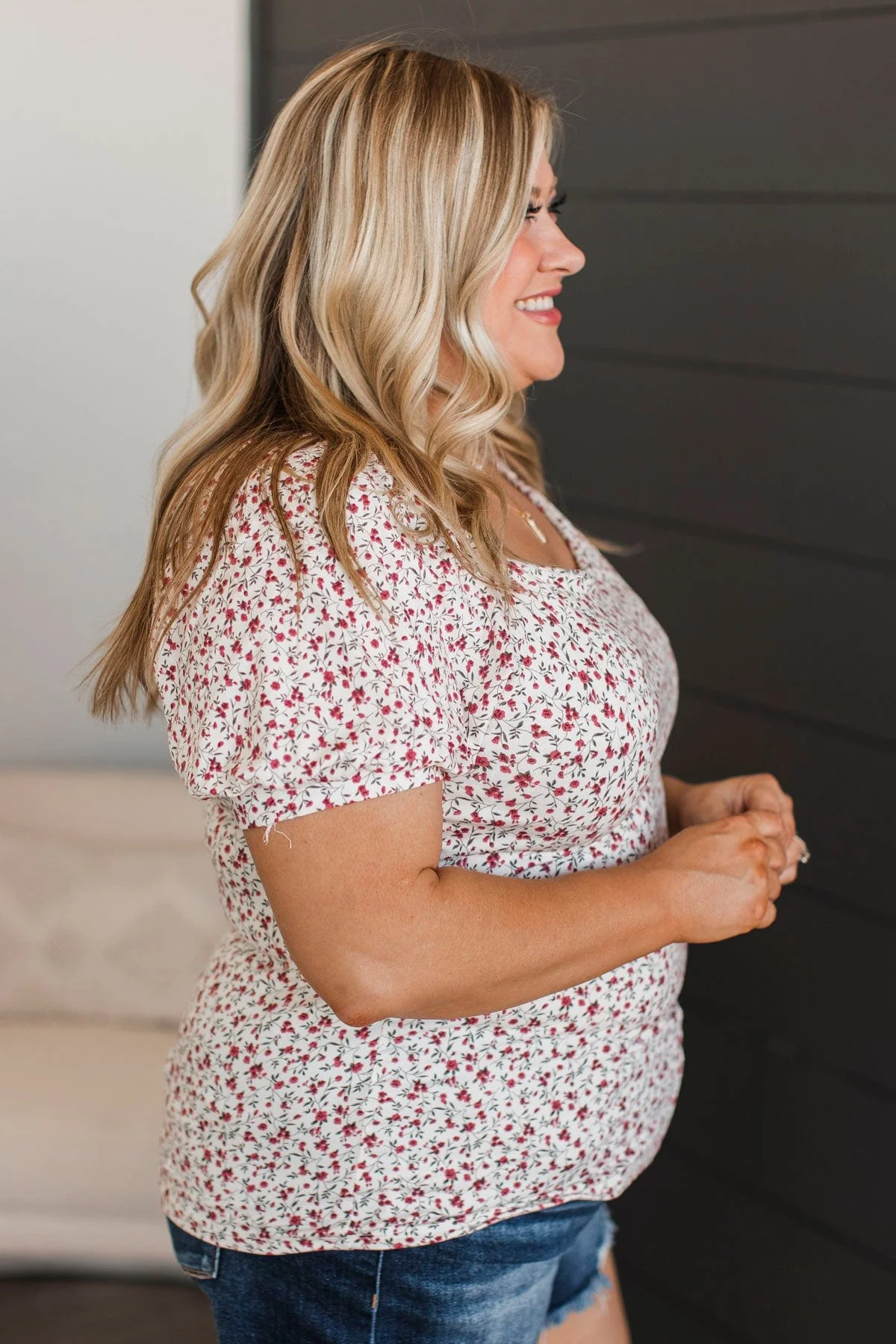 Caught Feelings Floral Top- Ivory - Image 5