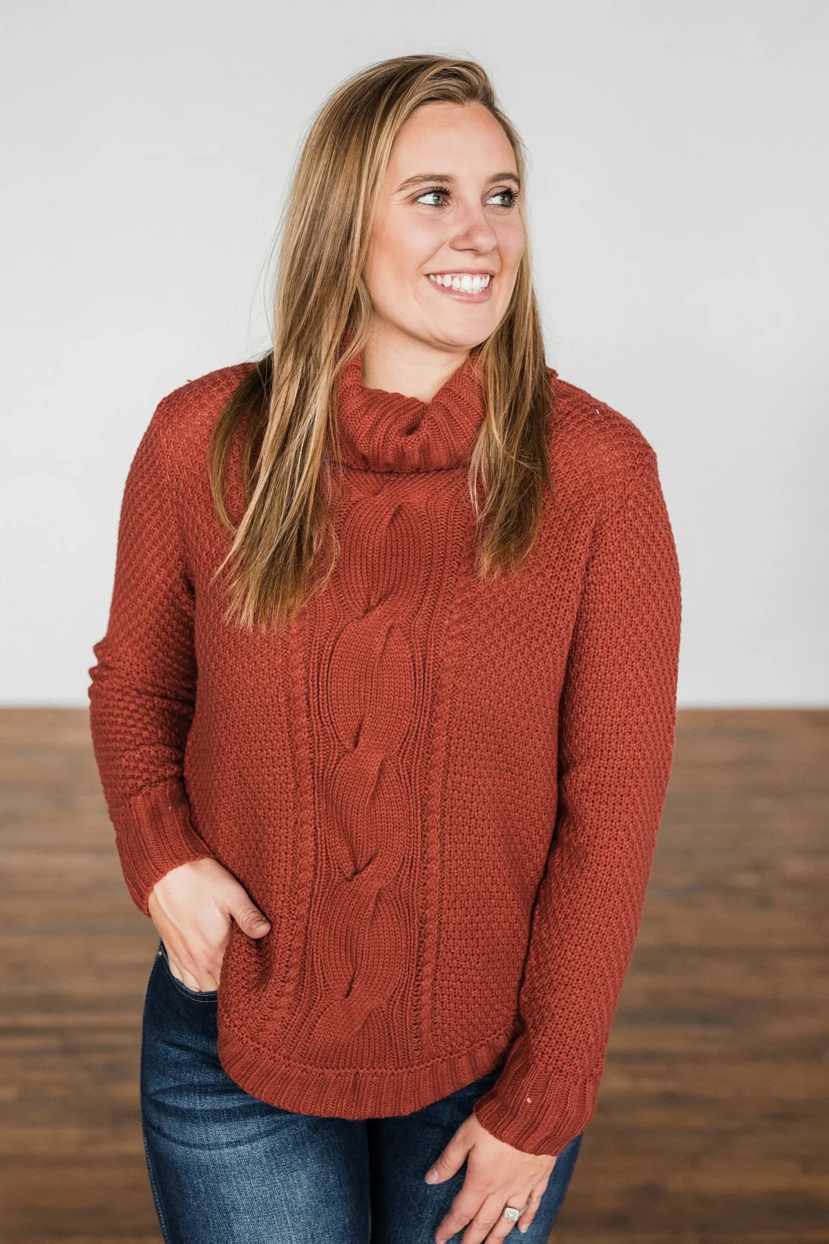 Caught In A Daydream Turtle Neck Sweater- Brick - Image 10