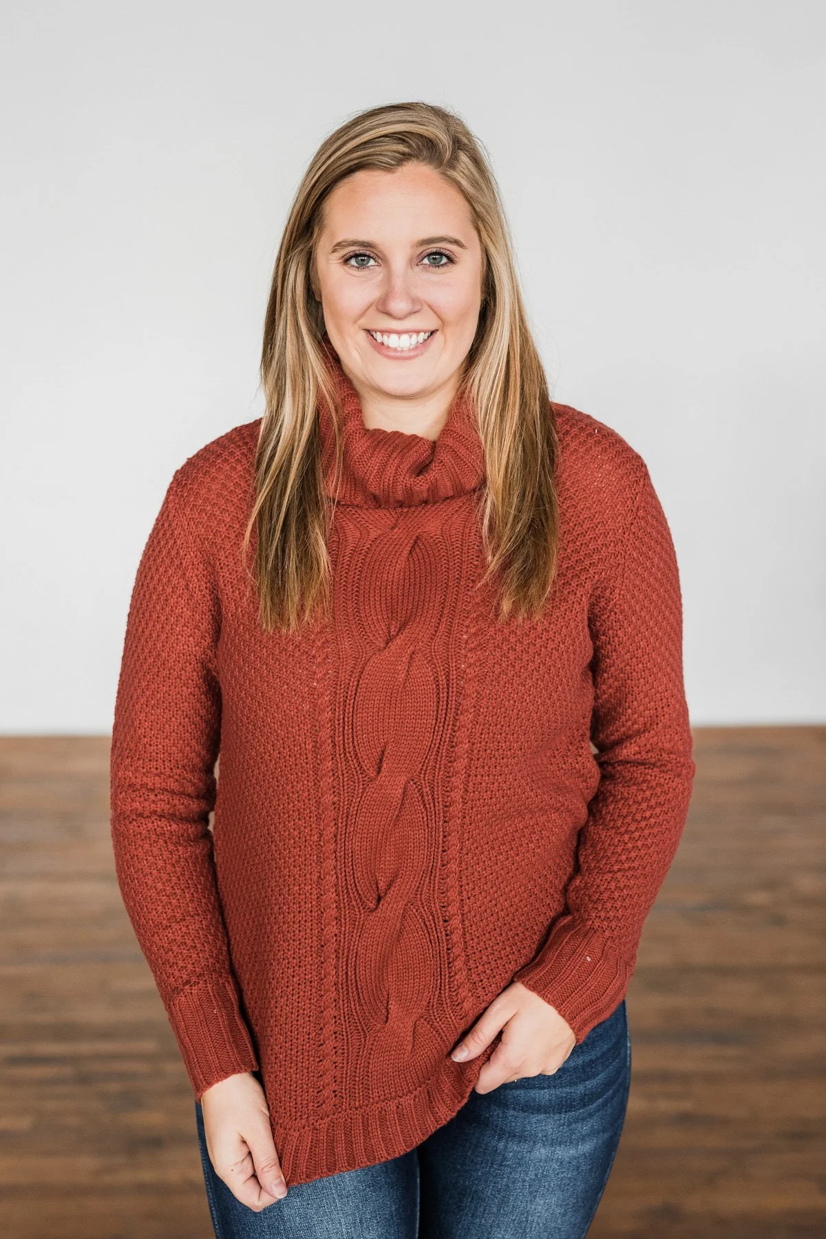 Caught In A Daydream Turtle Neck Sweater- Brick - Image 12