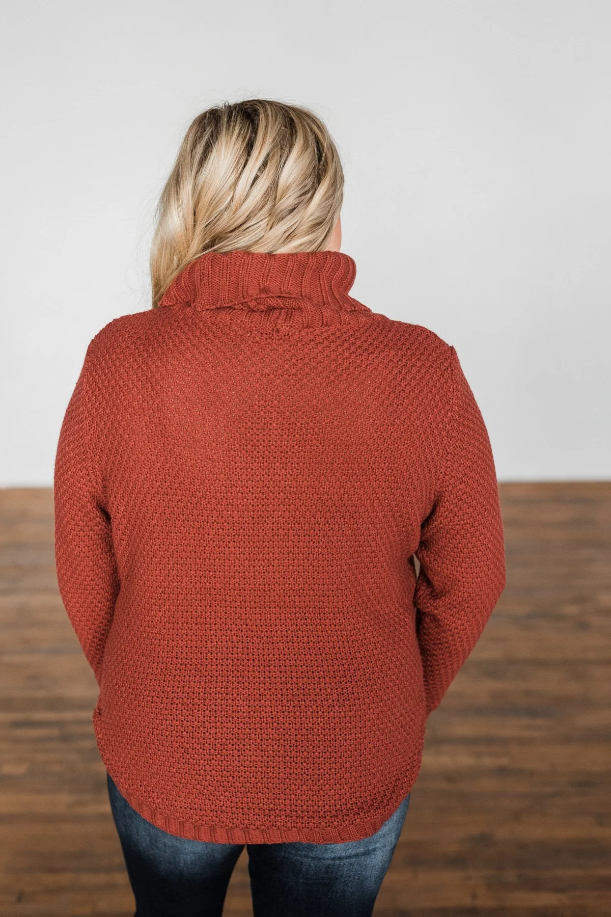 Caught In A Daydream Turtle Neck Sweater- Brick - Image 15
