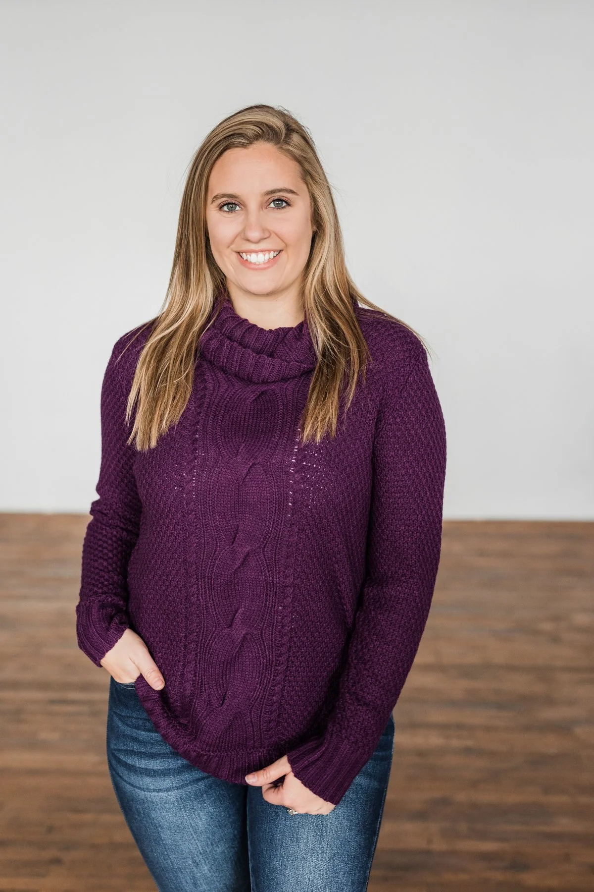 Caught In A Daydream Turtle Neck Sweater- Eggplant - Image 4