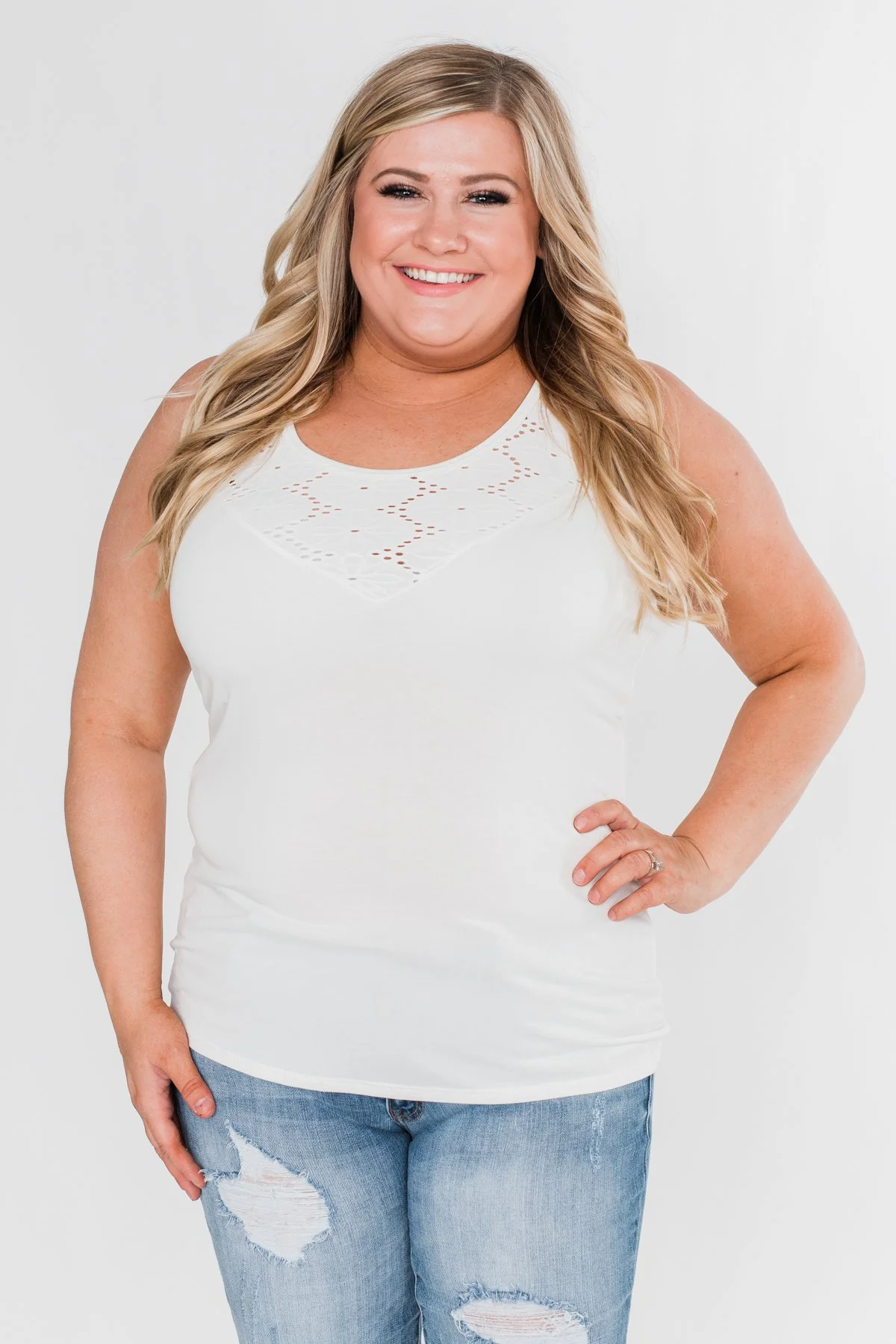 Caught In The Moment Tank Top- Ivory - Image 5