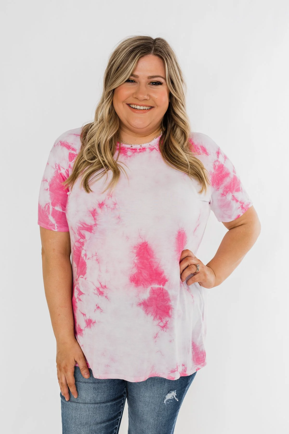 Caught Me Smiling Tie Dye Top- Pink - Image 10