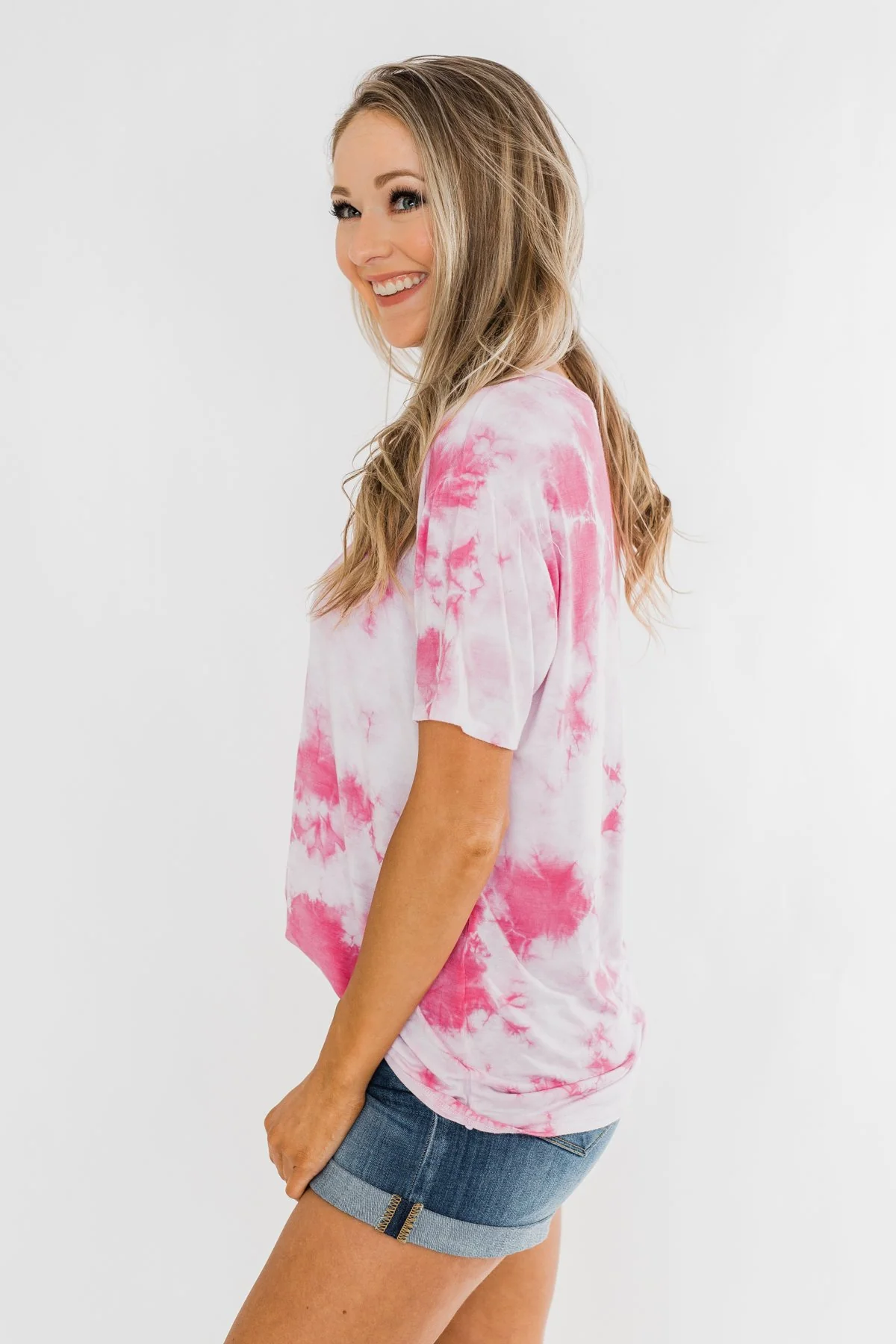 Caught Me Smiling Tie Dye Top- Pink - Image 11