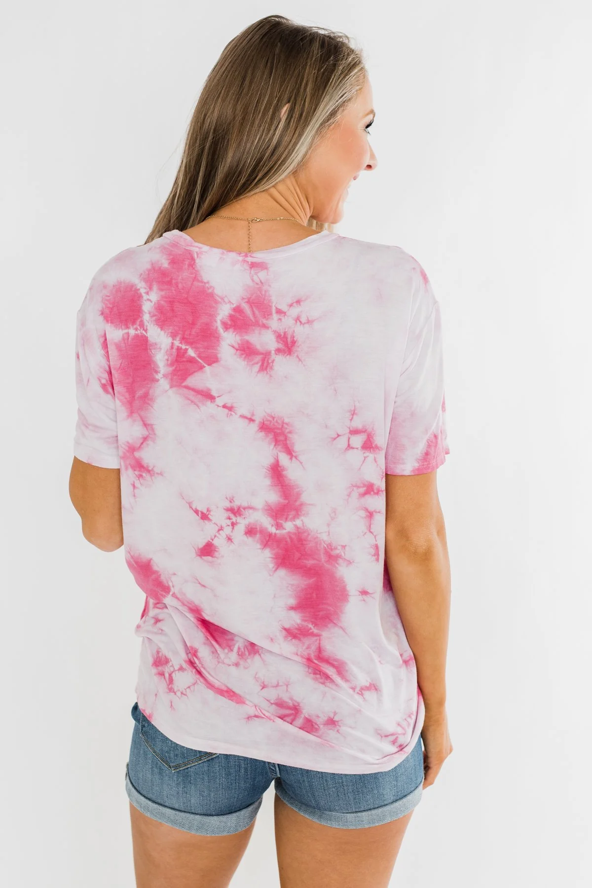 Caught Me Smiling Tie Dye Top- Pink - Image 13