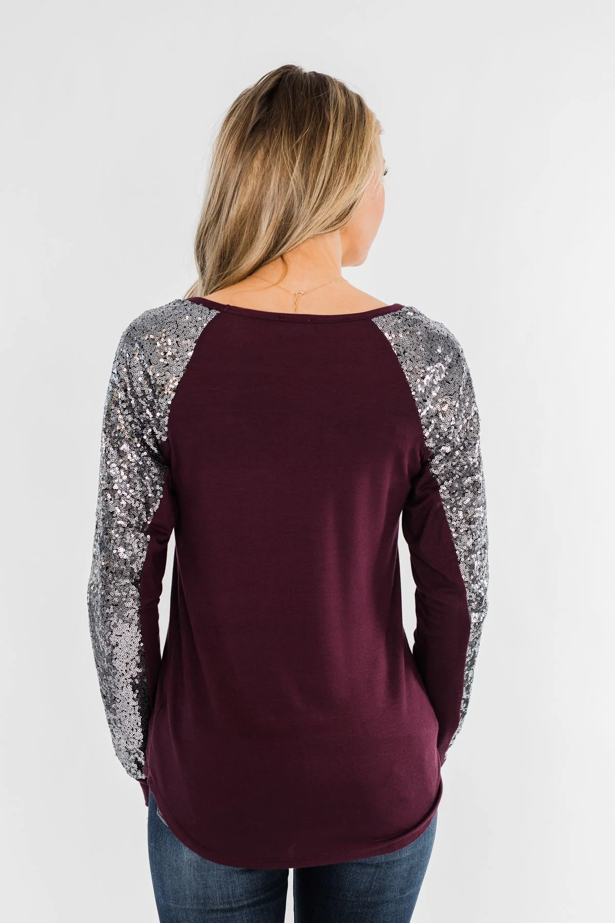 Caught My Eye Sequin Top- Plum - Image 10