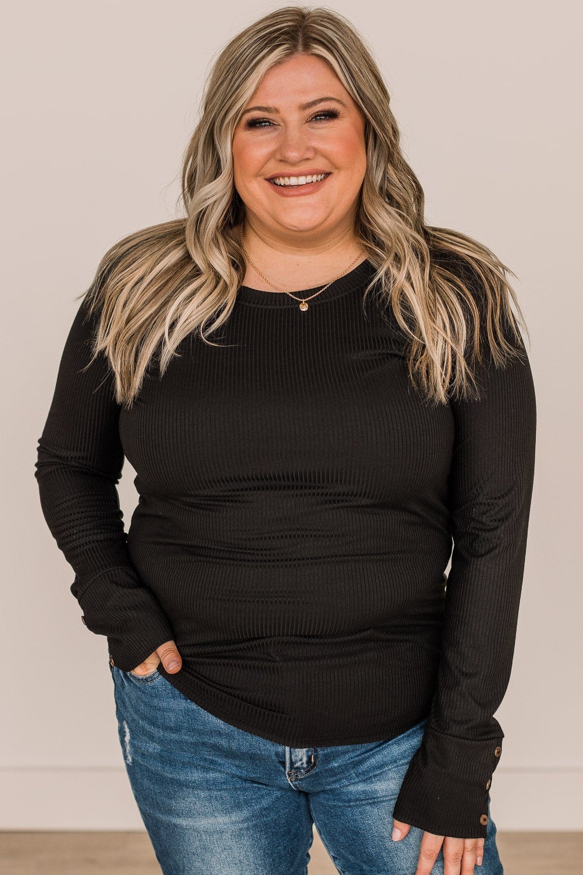 Caught Up In Love Knit Top- Black - Image 2