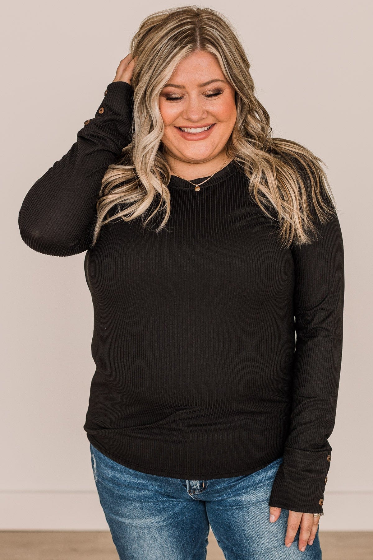 Caught Up In Love Knit Top- Black - Image 4