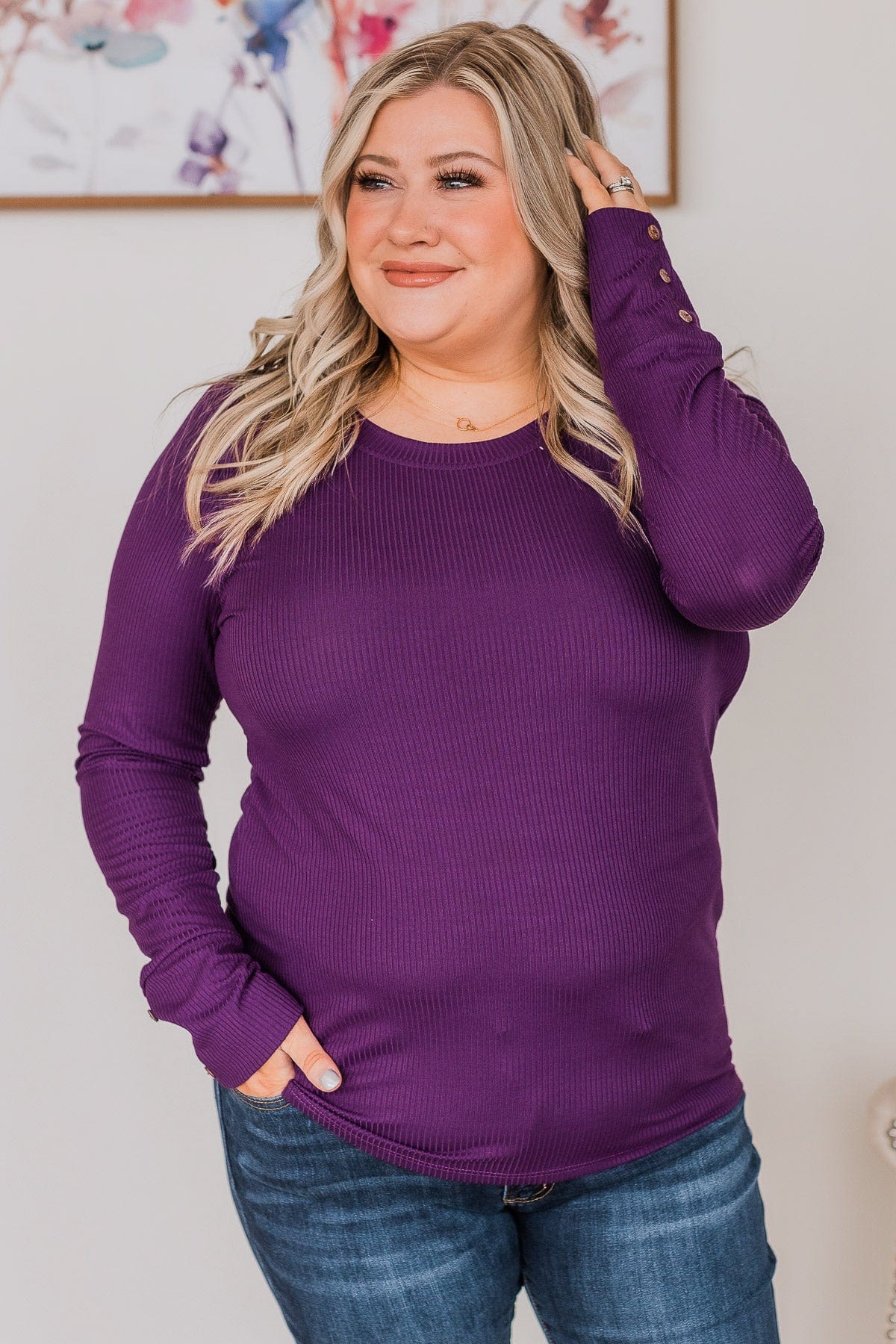 Caught Up In Love Knit Top- Dark Purple - Image 2