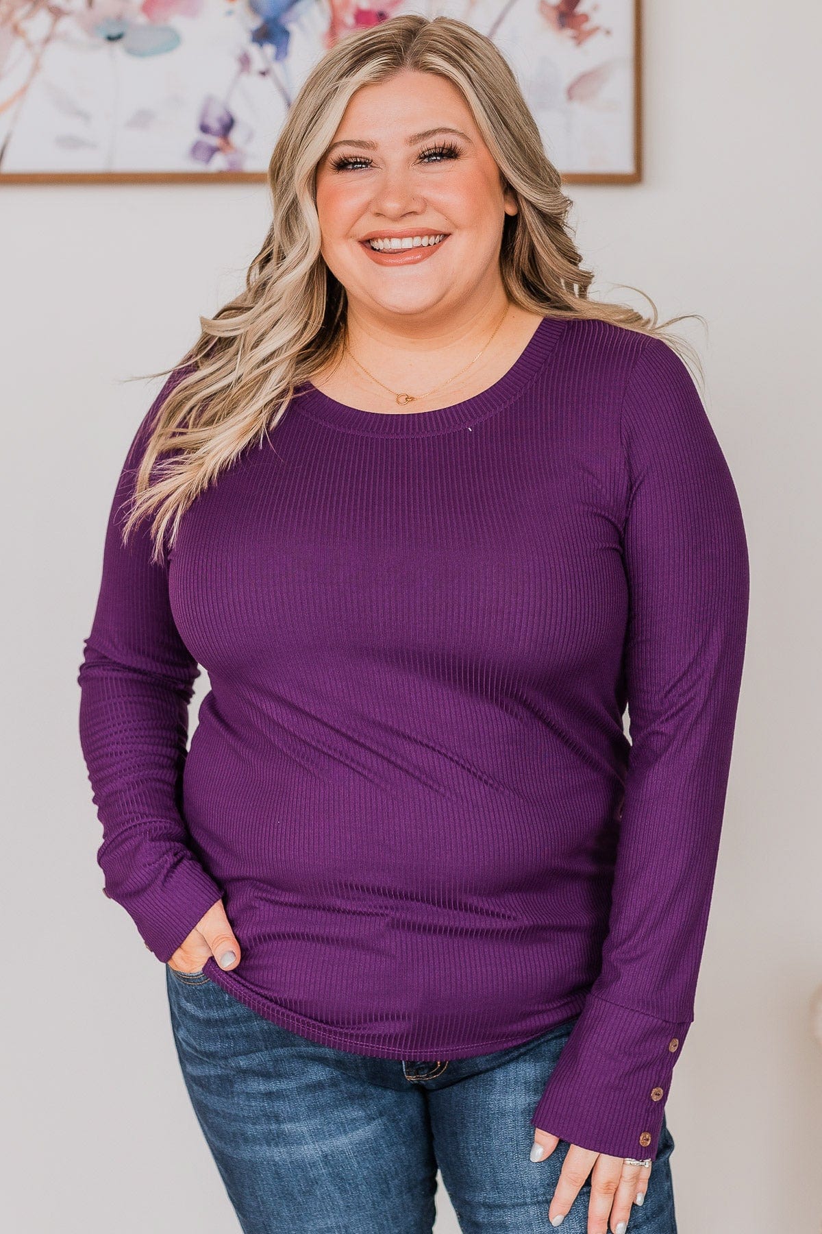 Caught Up In Love Knit Top- Dark Purple - Image 4