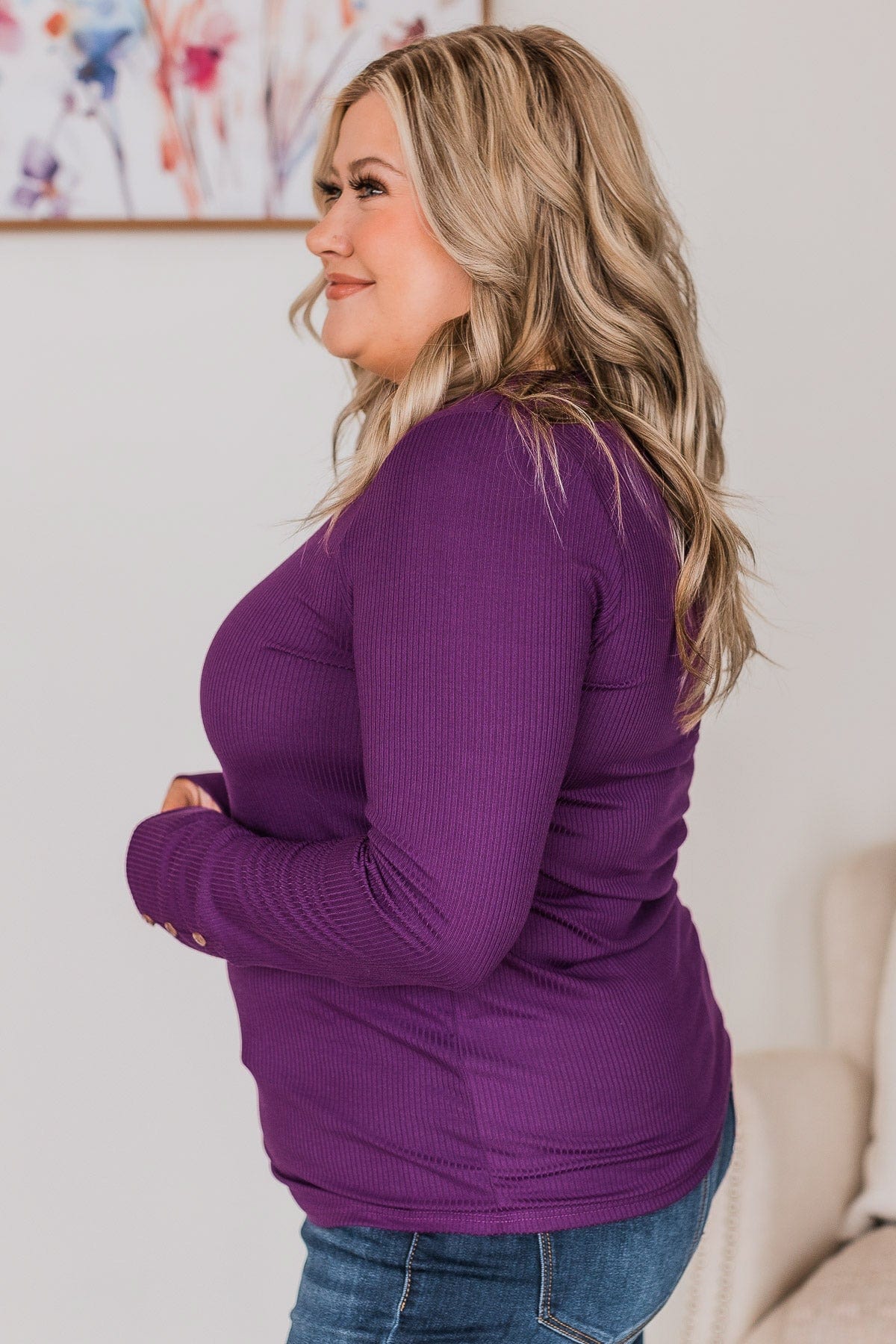 Caught Up In Love Knit Top- Dark Purple - Image 6