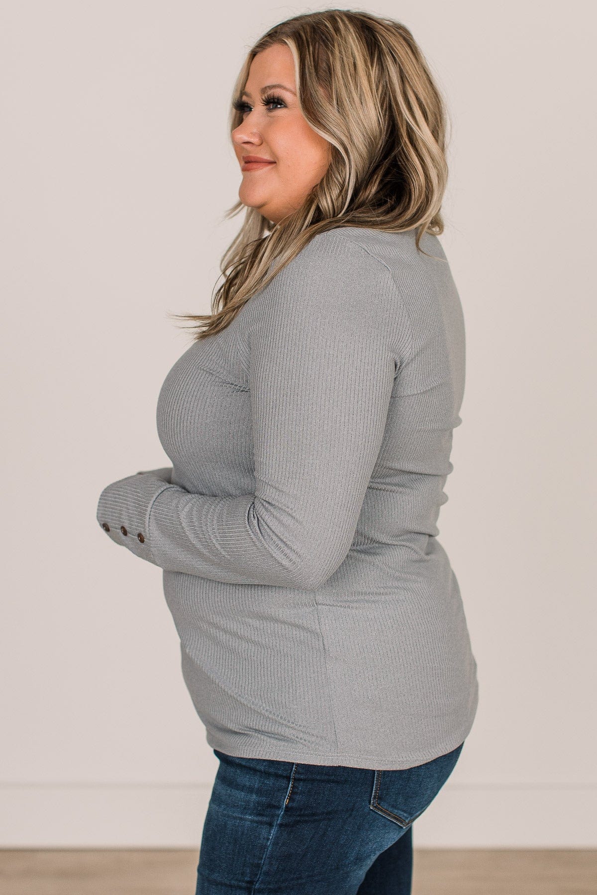 Caught Up In Love Knit Top- Grey - Image 6