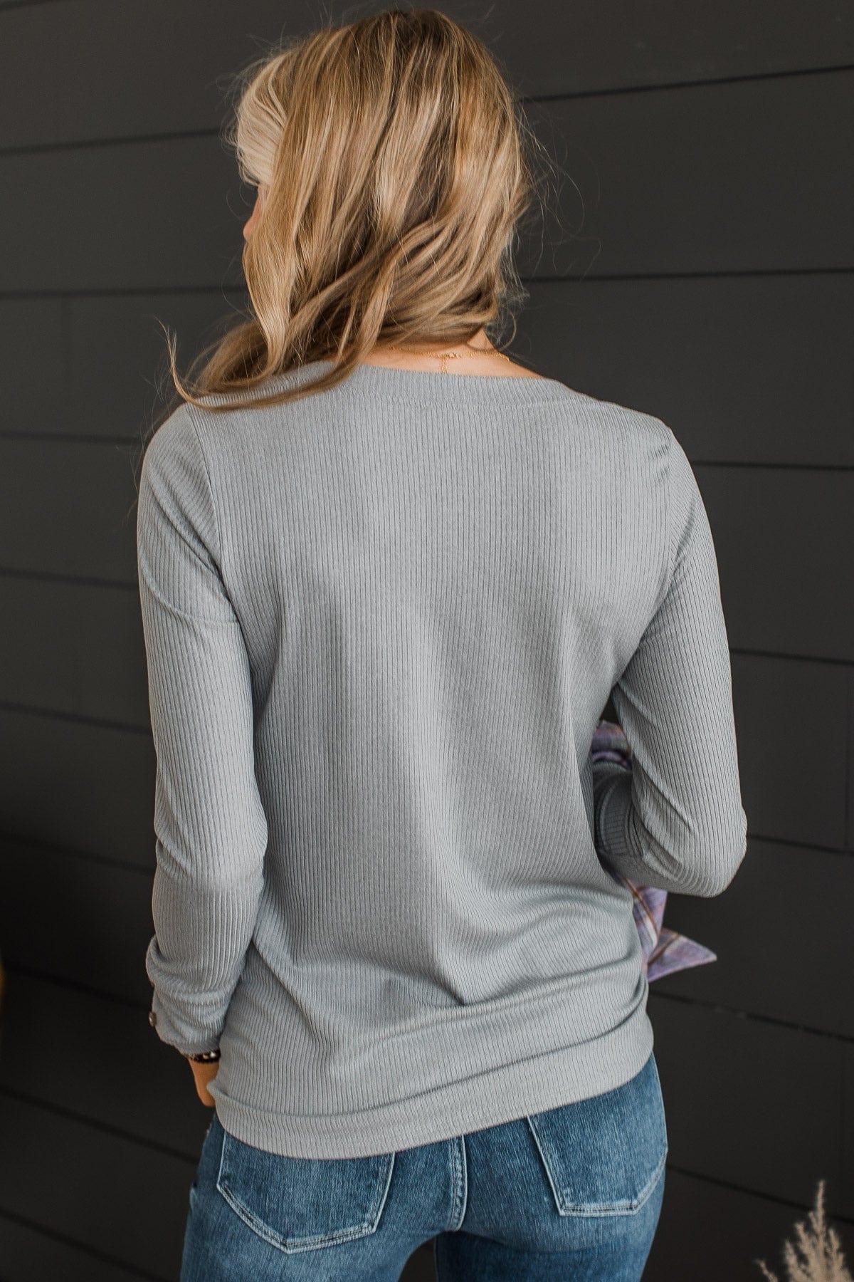 Caught Up In Love Knit Top- Grey - Image 7
