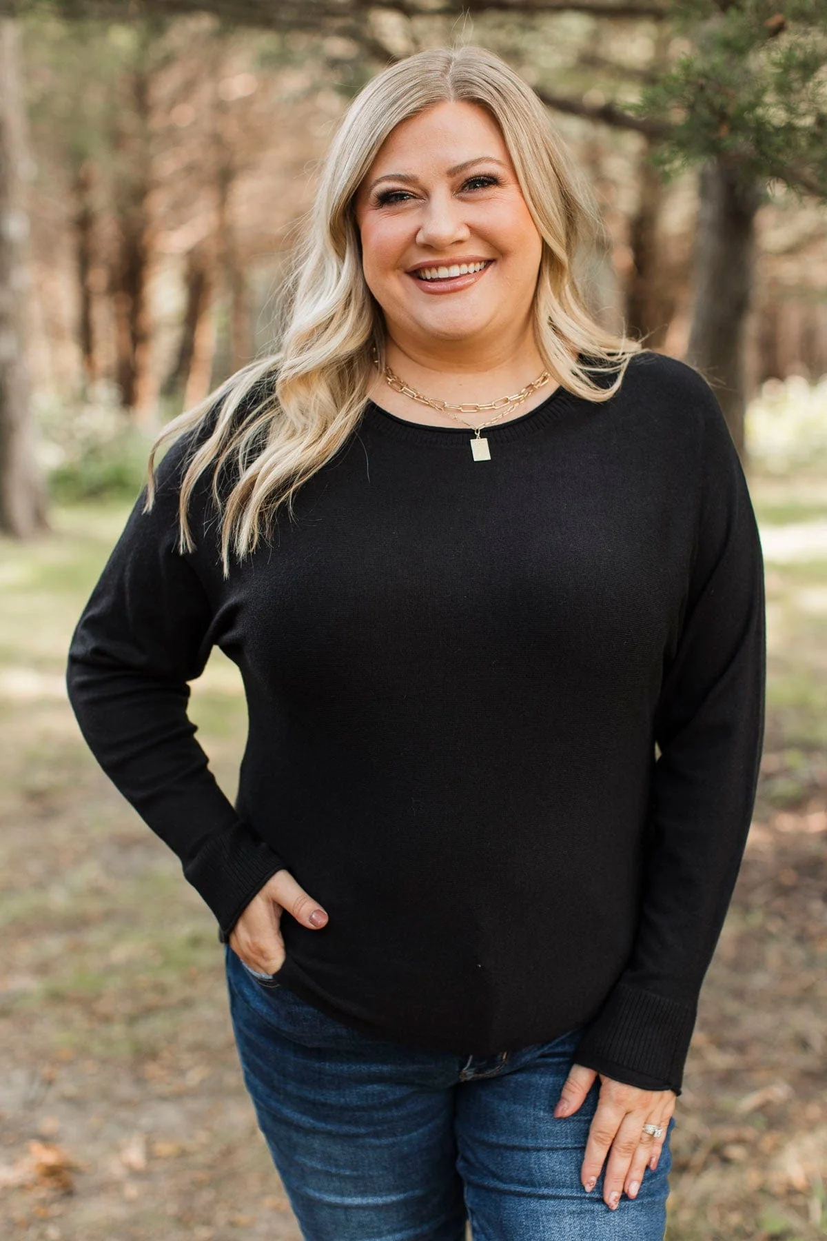 Caught Your Interest Dolman Sweater- Black - Image 6