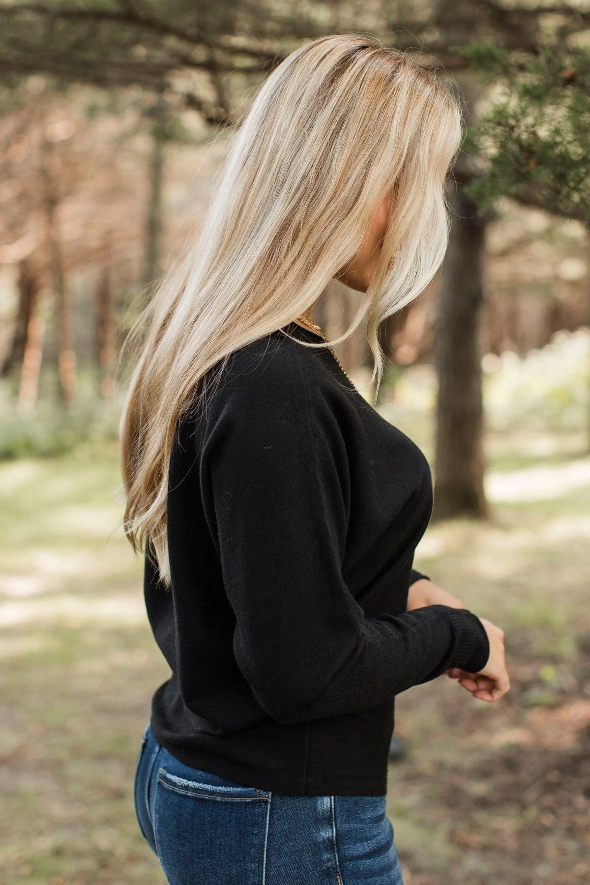 Caught Your Interest Dolman Sweater- Black - Image 7