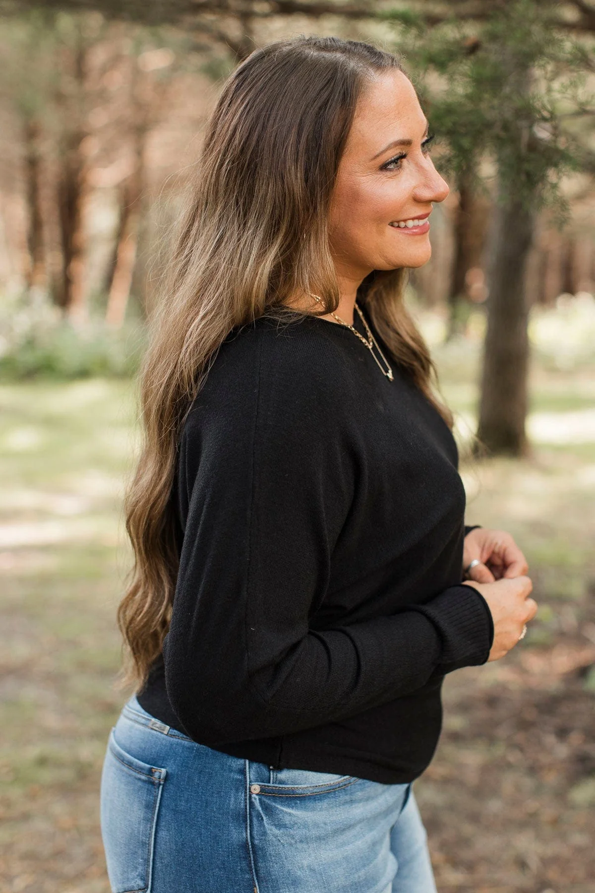 Caught Your Interest Dolman Sweater- Black - Image 8