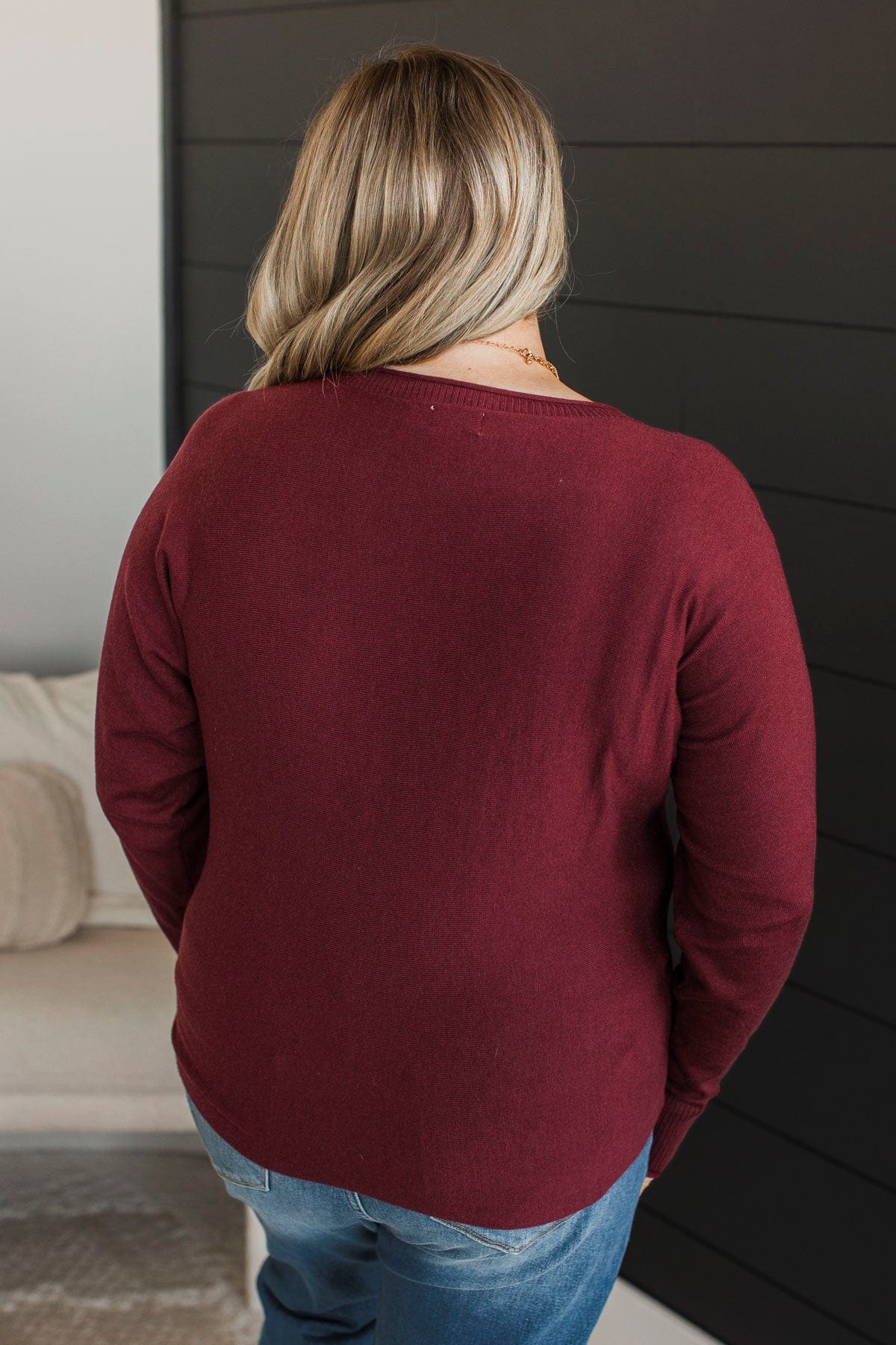 Caught Your Interest Dolman Sweater- Wine - Image 8