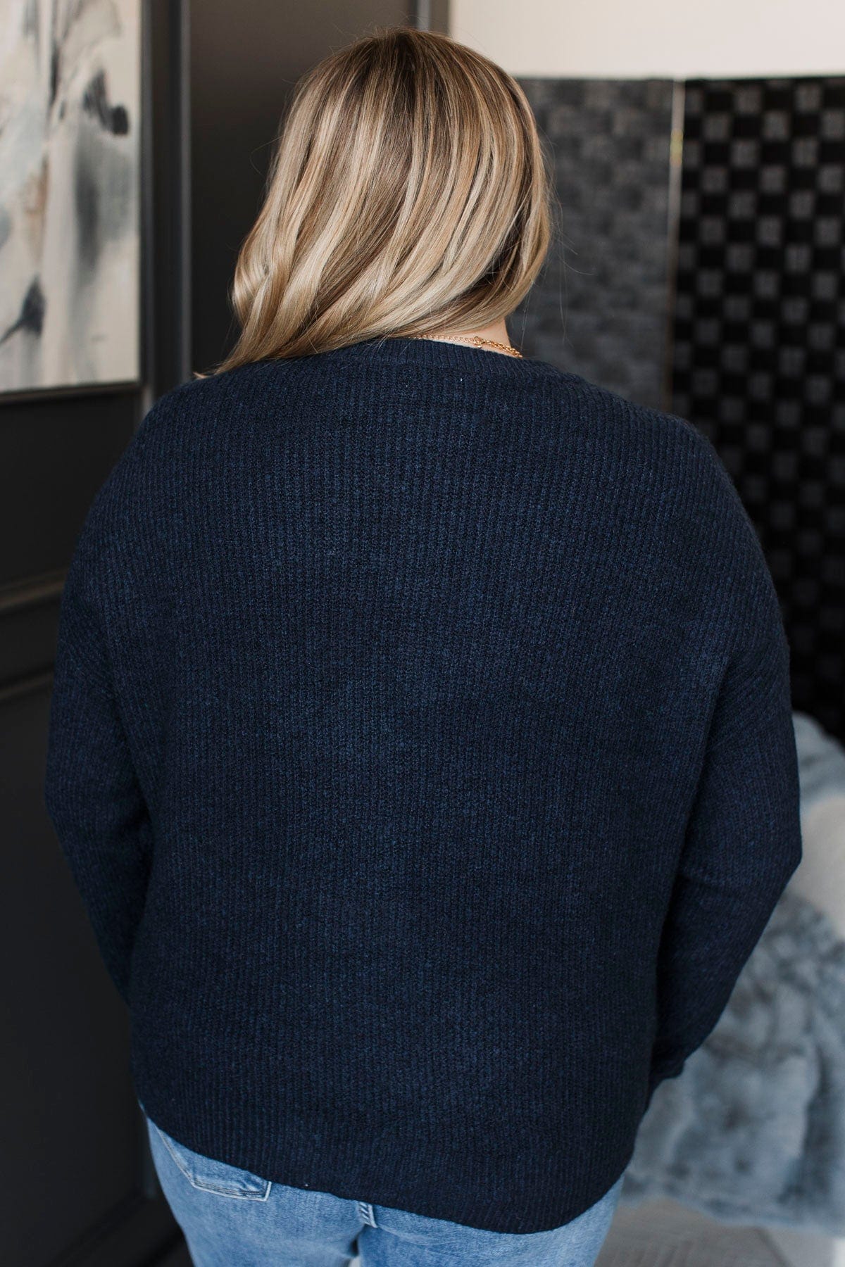 Cause A Commotion Knit Sweater- Navy - Image 8
