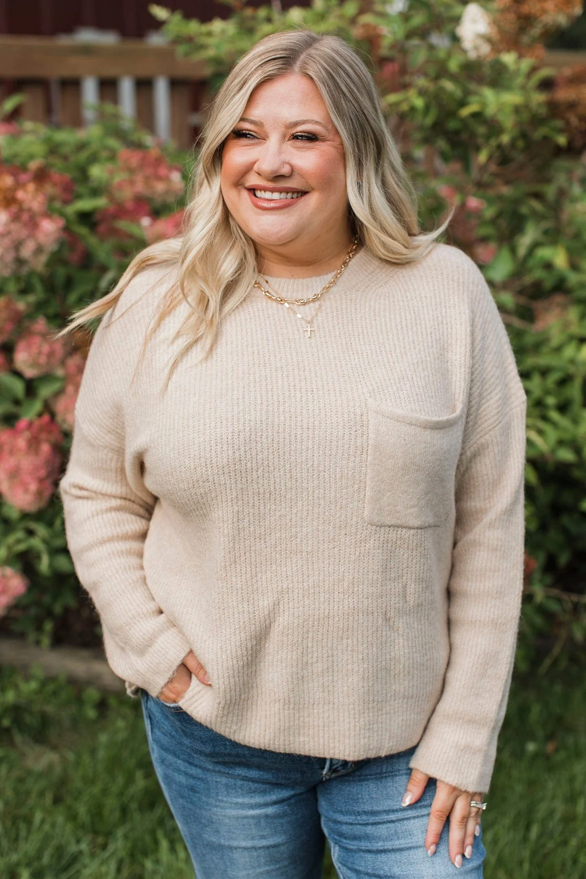 Cause A Commotion Knit Sweater- Oatmeal - Image 2