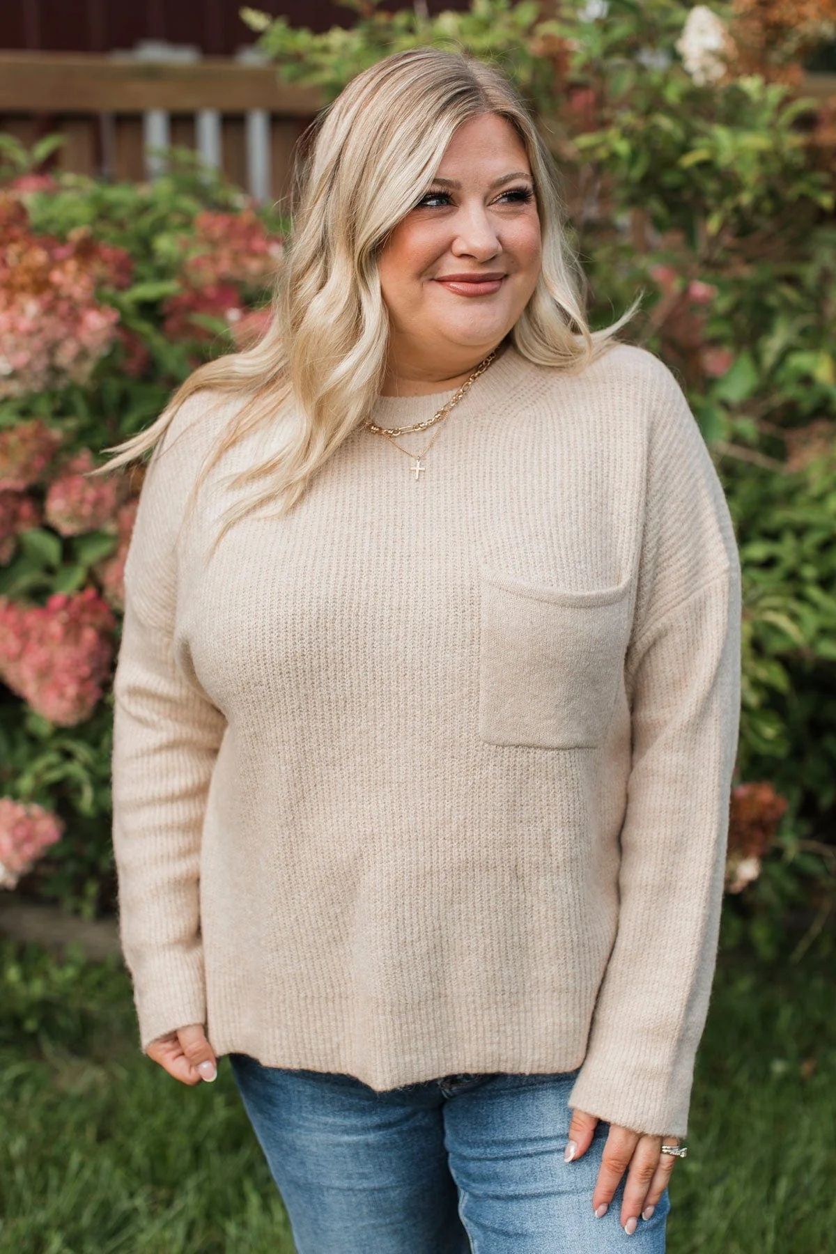Cause A Commotion Knit Sweater- Oatmeal - Image 4