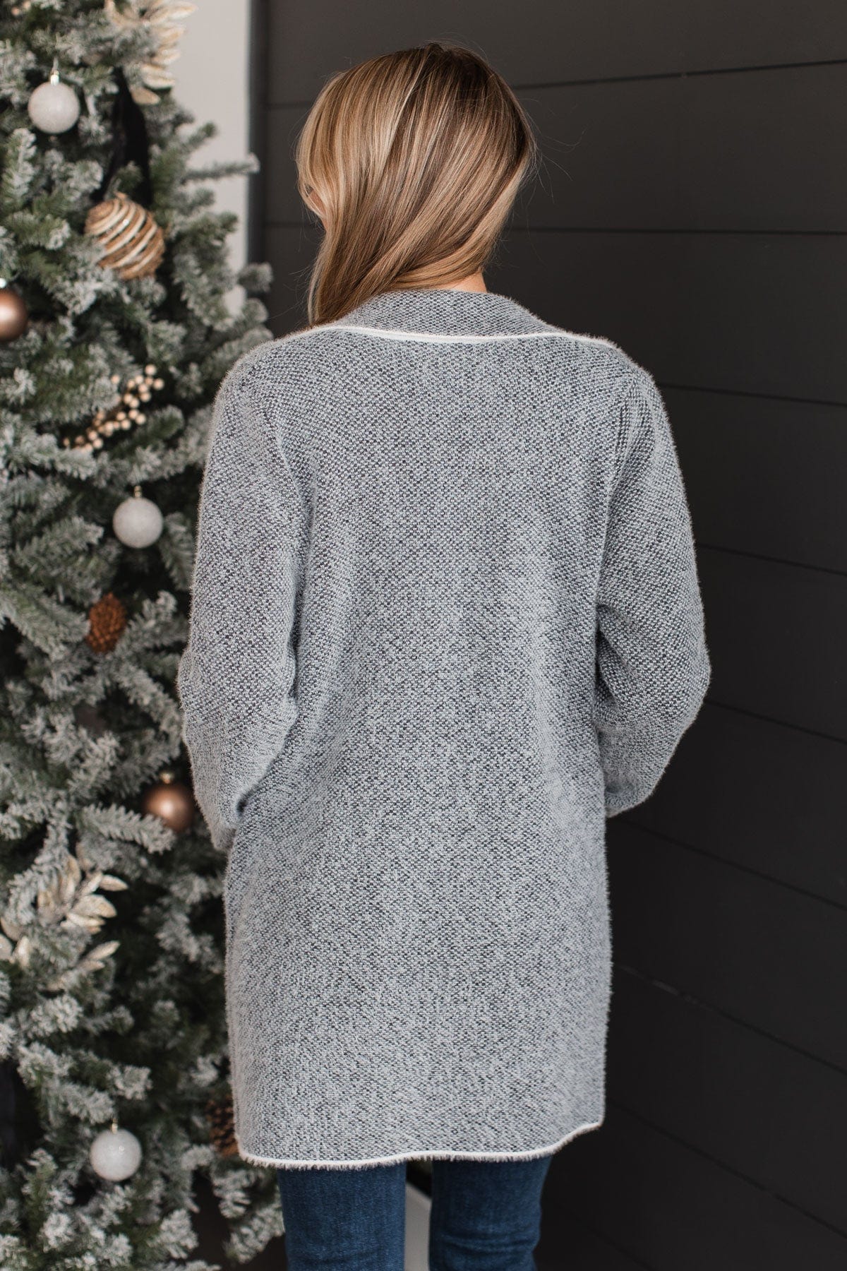 Cause A Scene Knit Trench Coat- Charcoal - Image 8