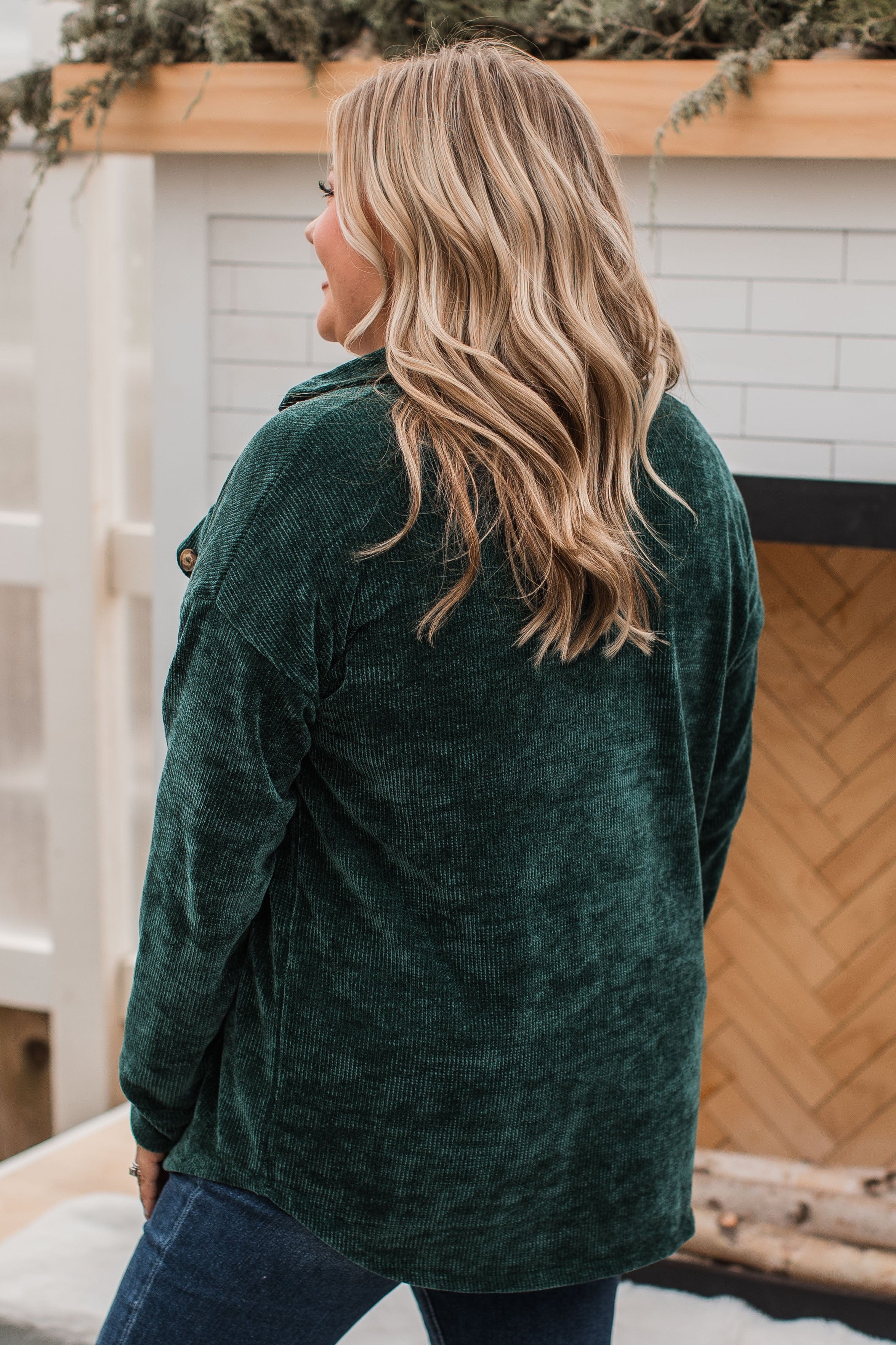 Cause For Applause Knit Button Top- Forest Green - Image 5