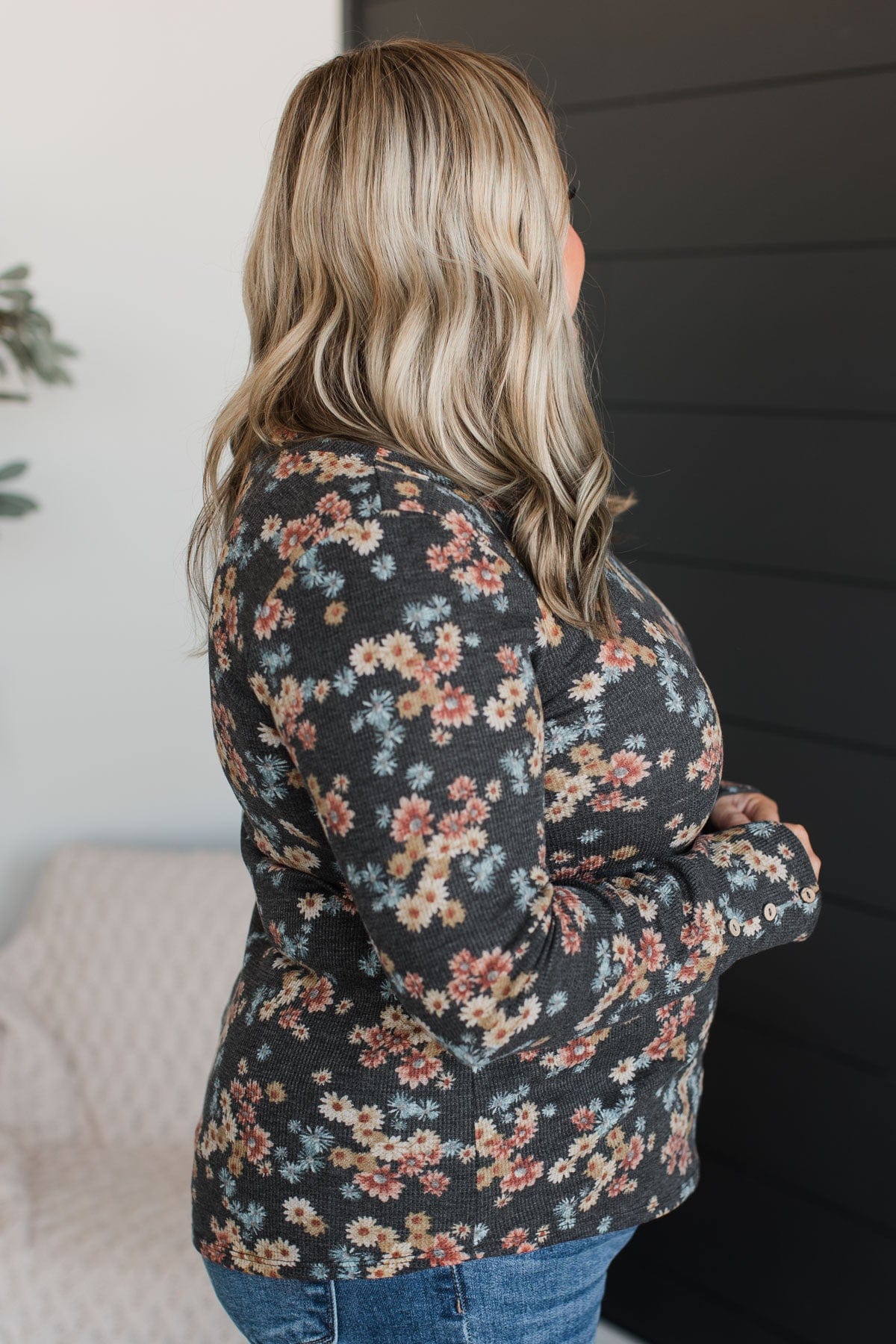 Cause For Celebration Floral Top- Charcoal - Image 6