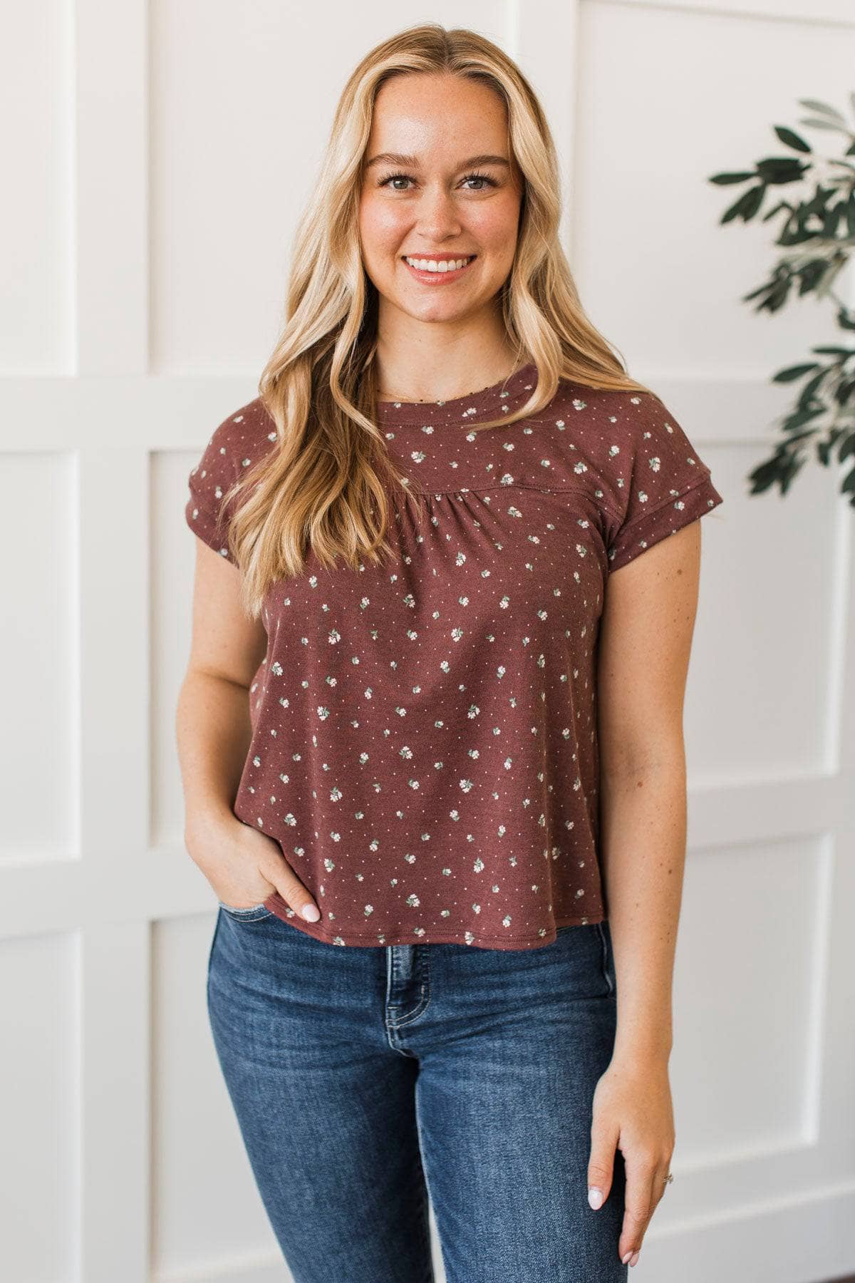 Causing Feelings Floral Top- Cocoa - Image 3