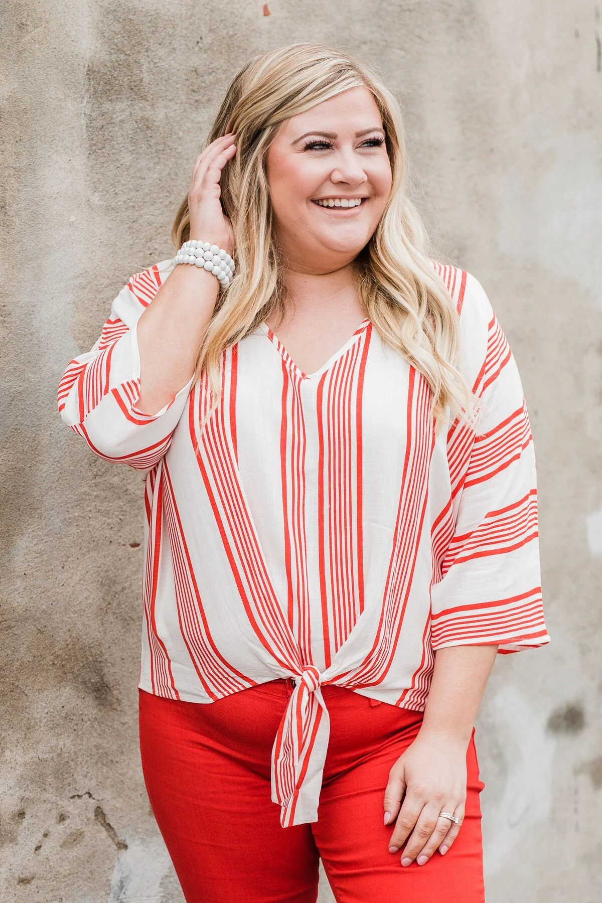Celebrate the Day Striped Dolman Top- Red & White - Image 5