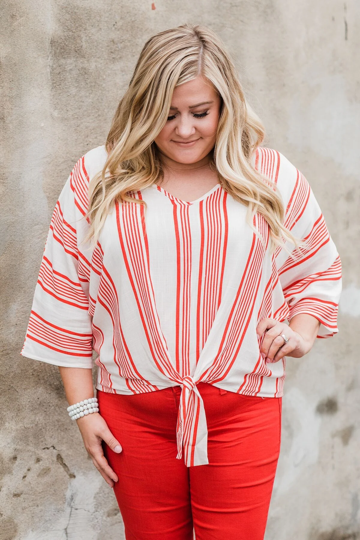 Celebrate the Day Striped Dolman Top- Red & White - Image 7