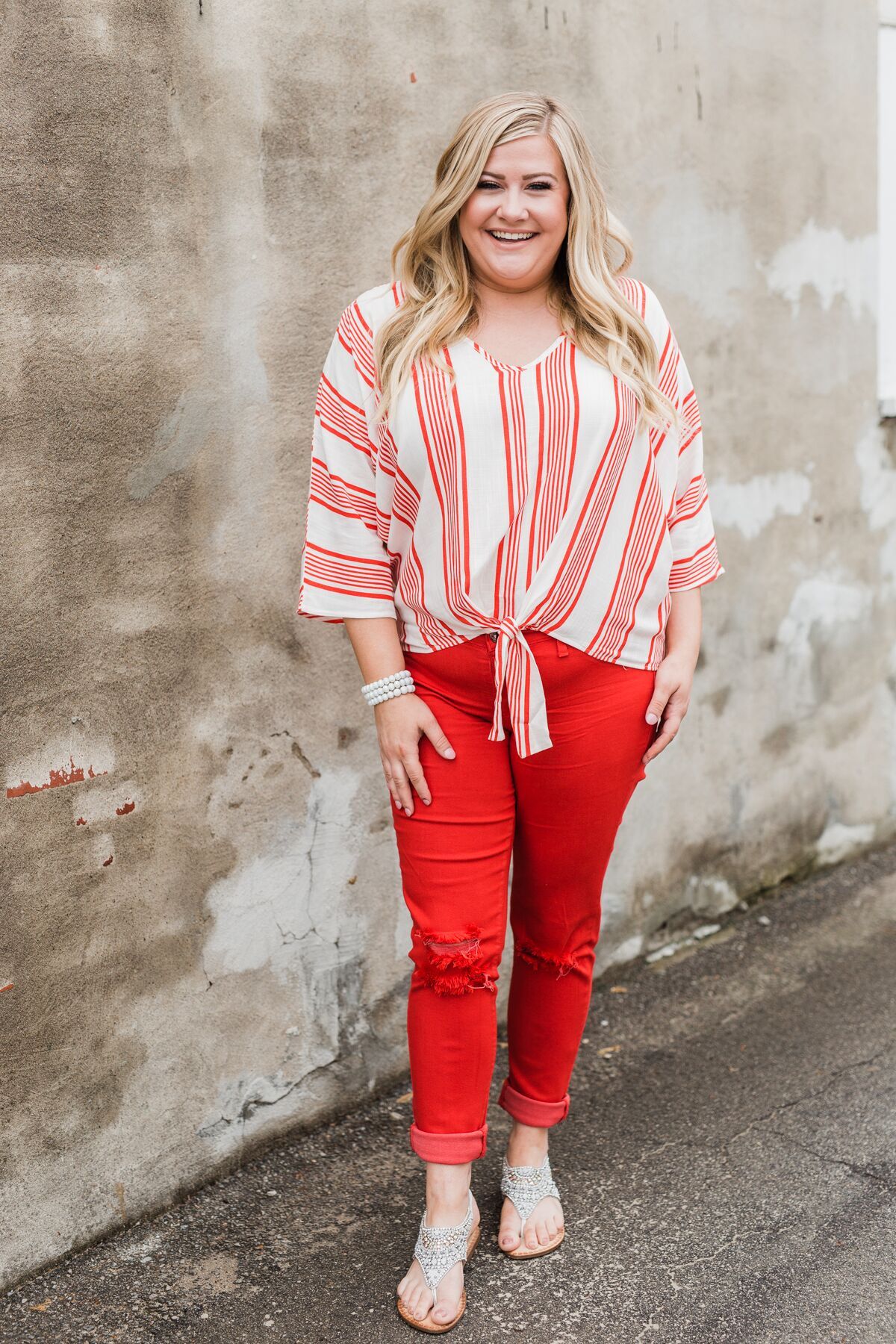 Celebrate the Day Striped Dolman Top- Red & White - Image 8