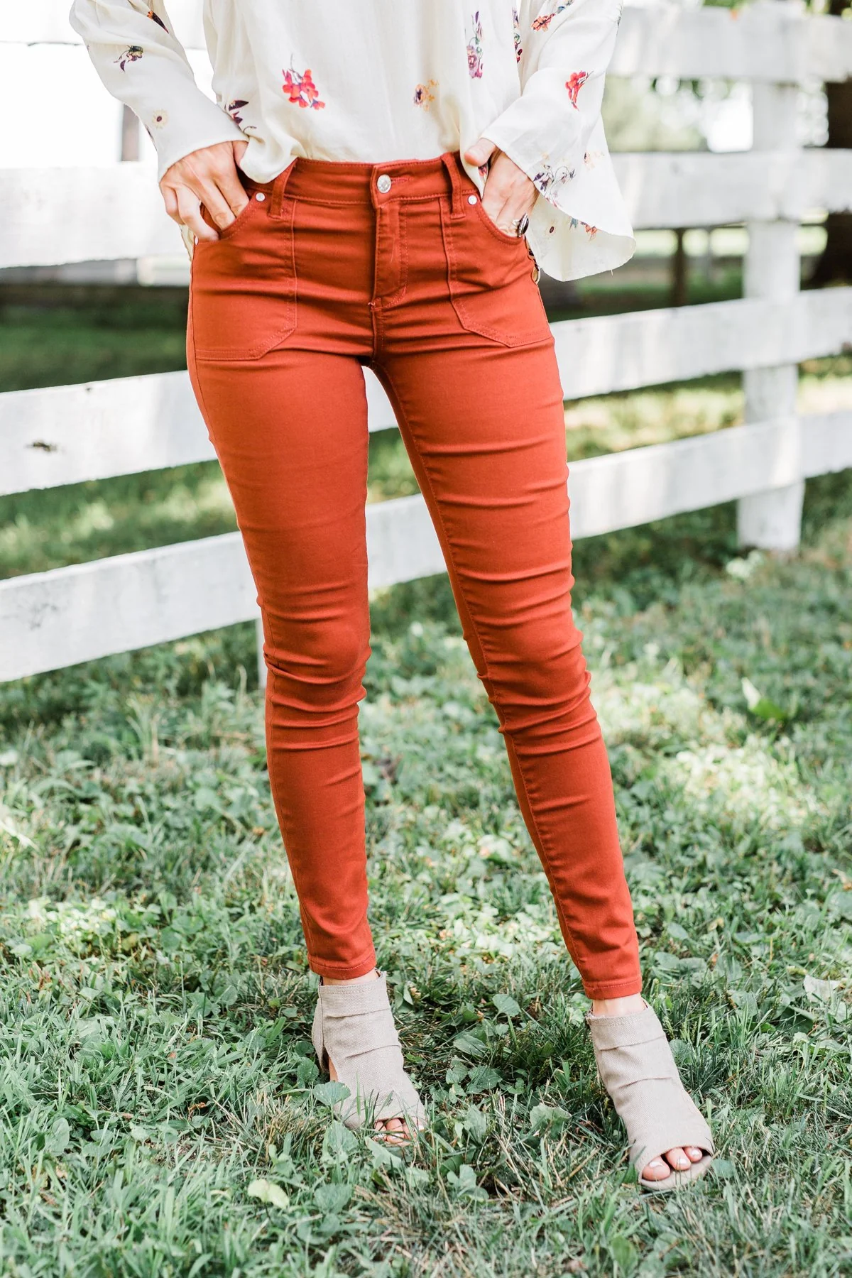 Celebrity Pink Ankle Skinny Jeans- Dark Rust - Image 2