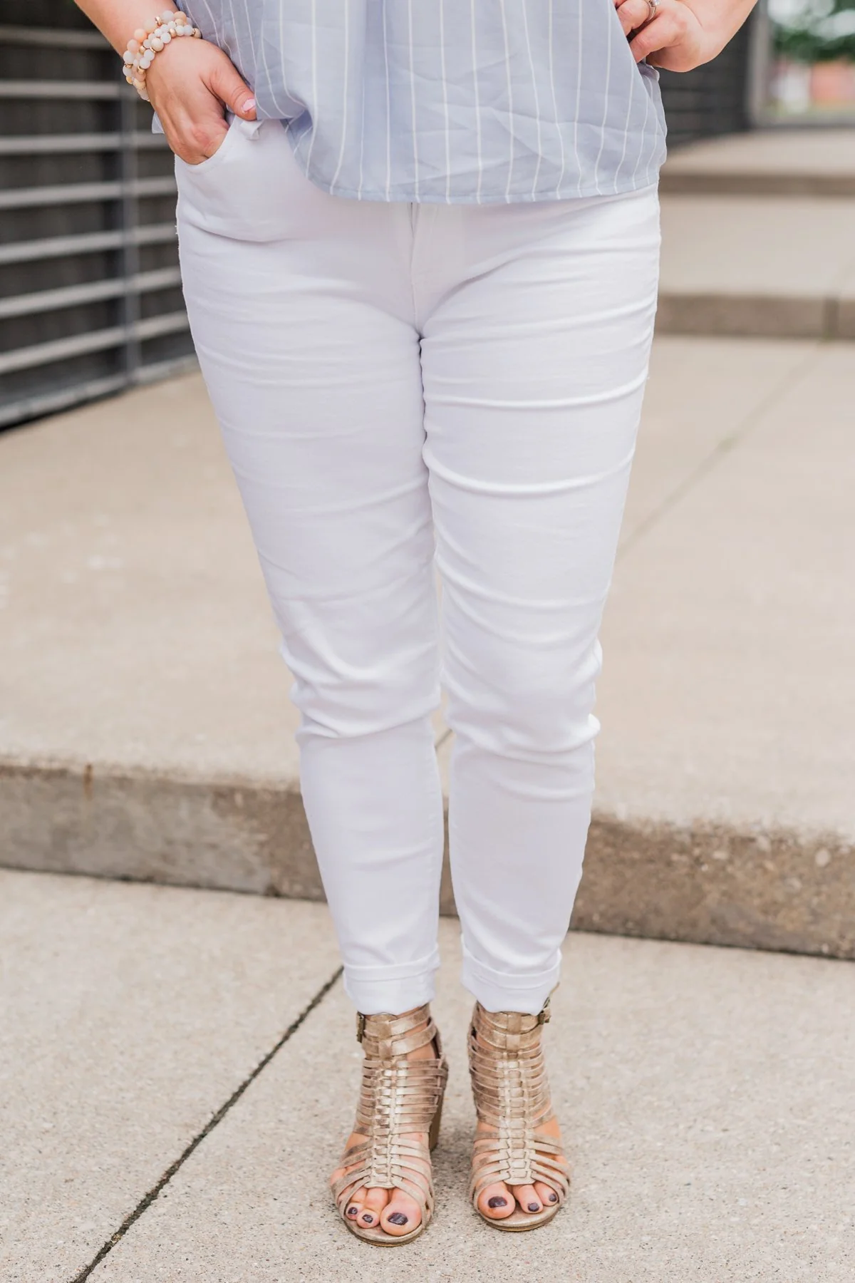 Celebrity Pink Ankle Skinny Jeans- White - Image 5