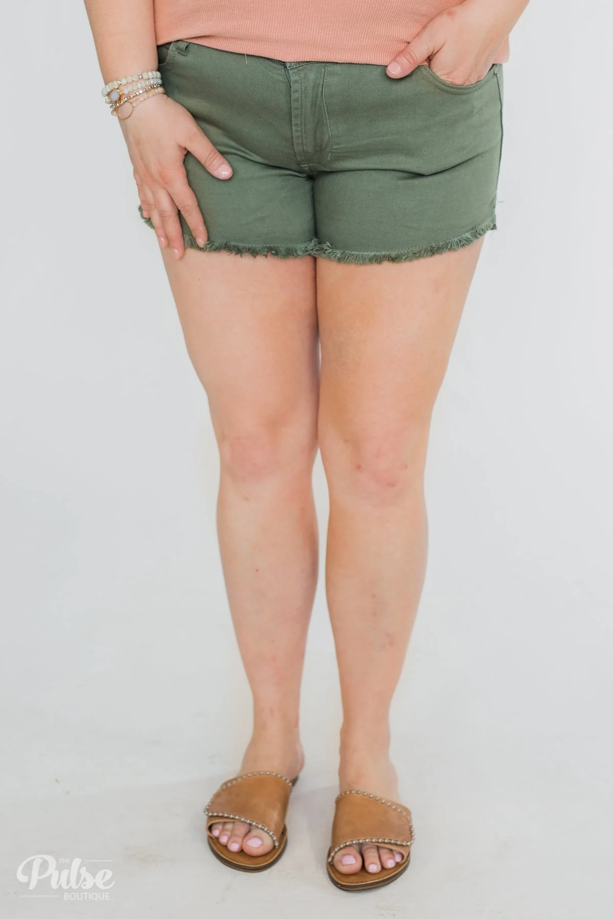 Celebrity Pink Shorts- Olive - Image 3