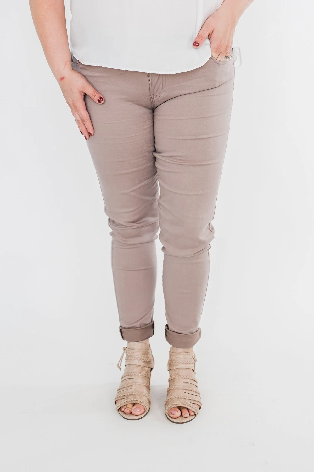 Celebrity Pink Skinny Jeans- Taupe - Image 6