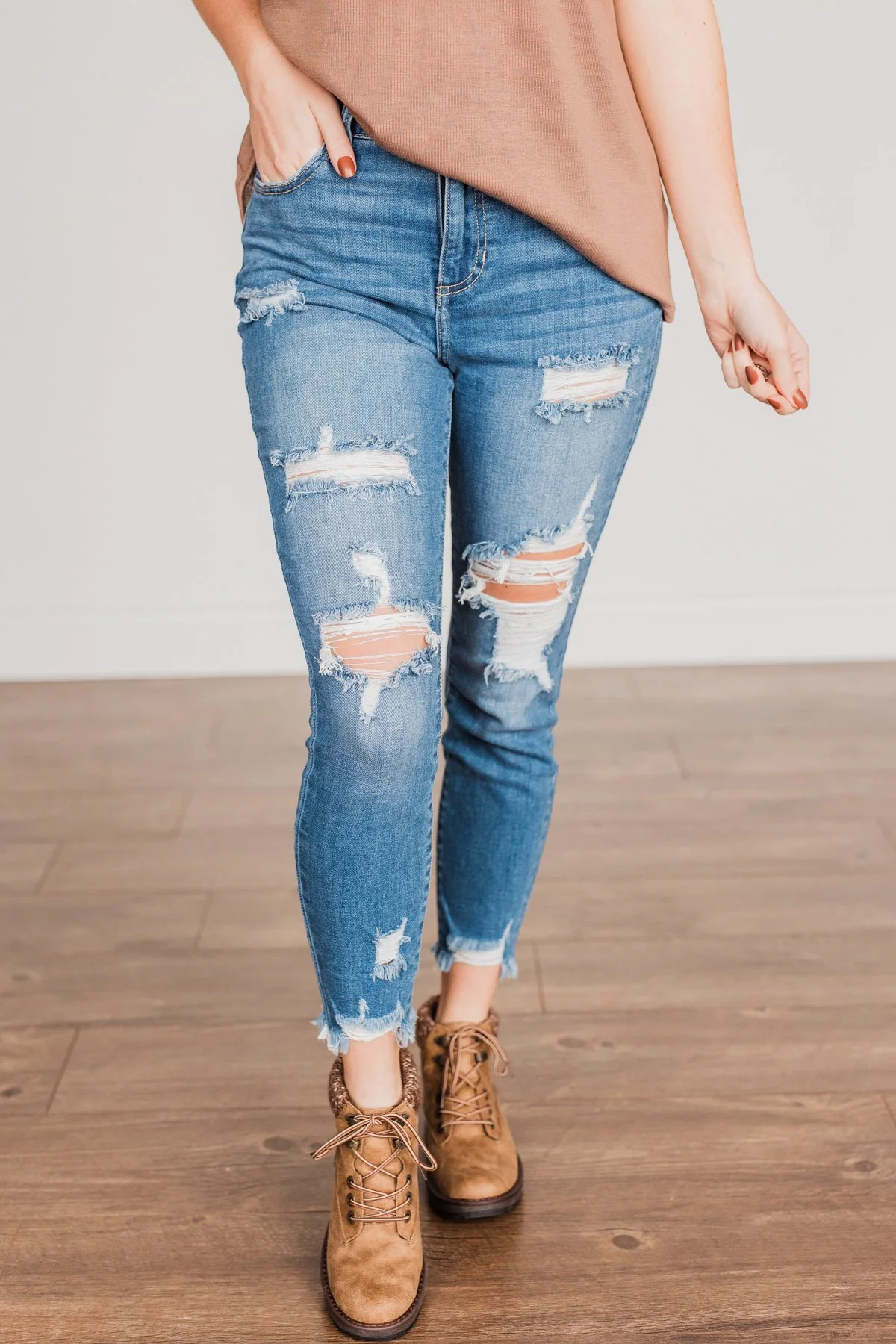 Cello Distressed Skinny Jeans- Athena Wash - Image 2