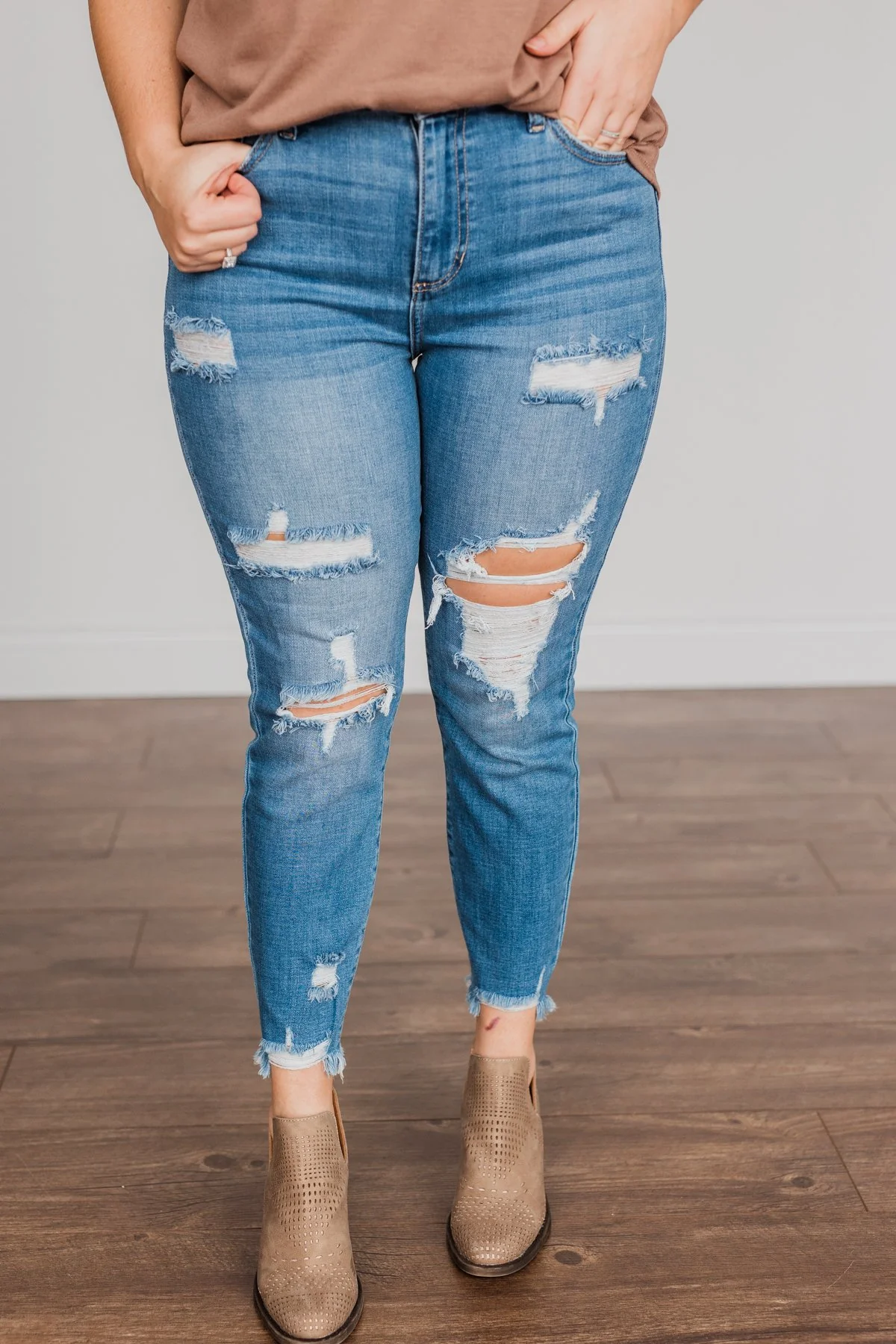 Cello Distressed Skinny Jeans- Athena Wash - Image 5