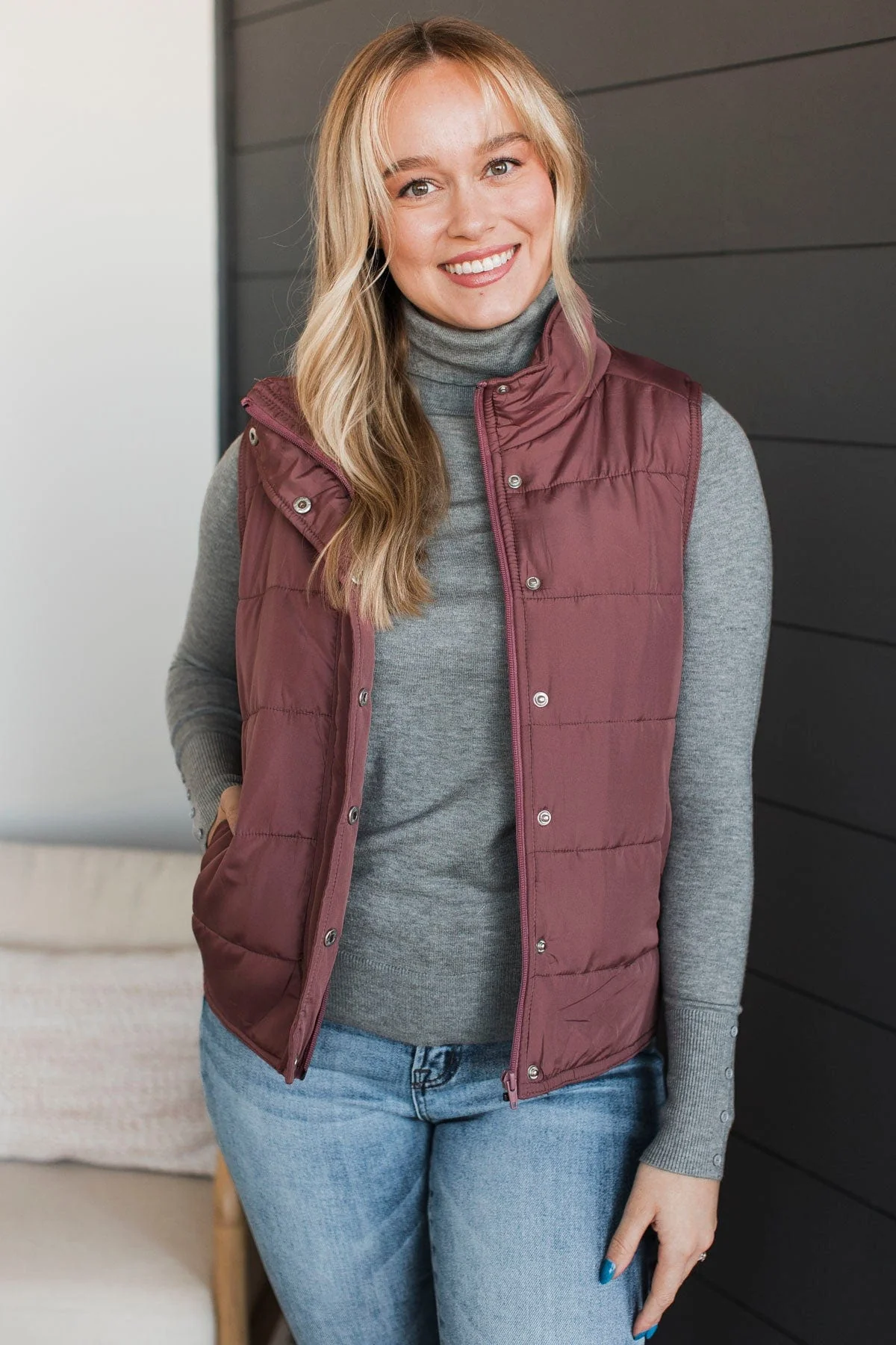 Certainly Adorable Puffer Vest- Dusty Rose - Image 5