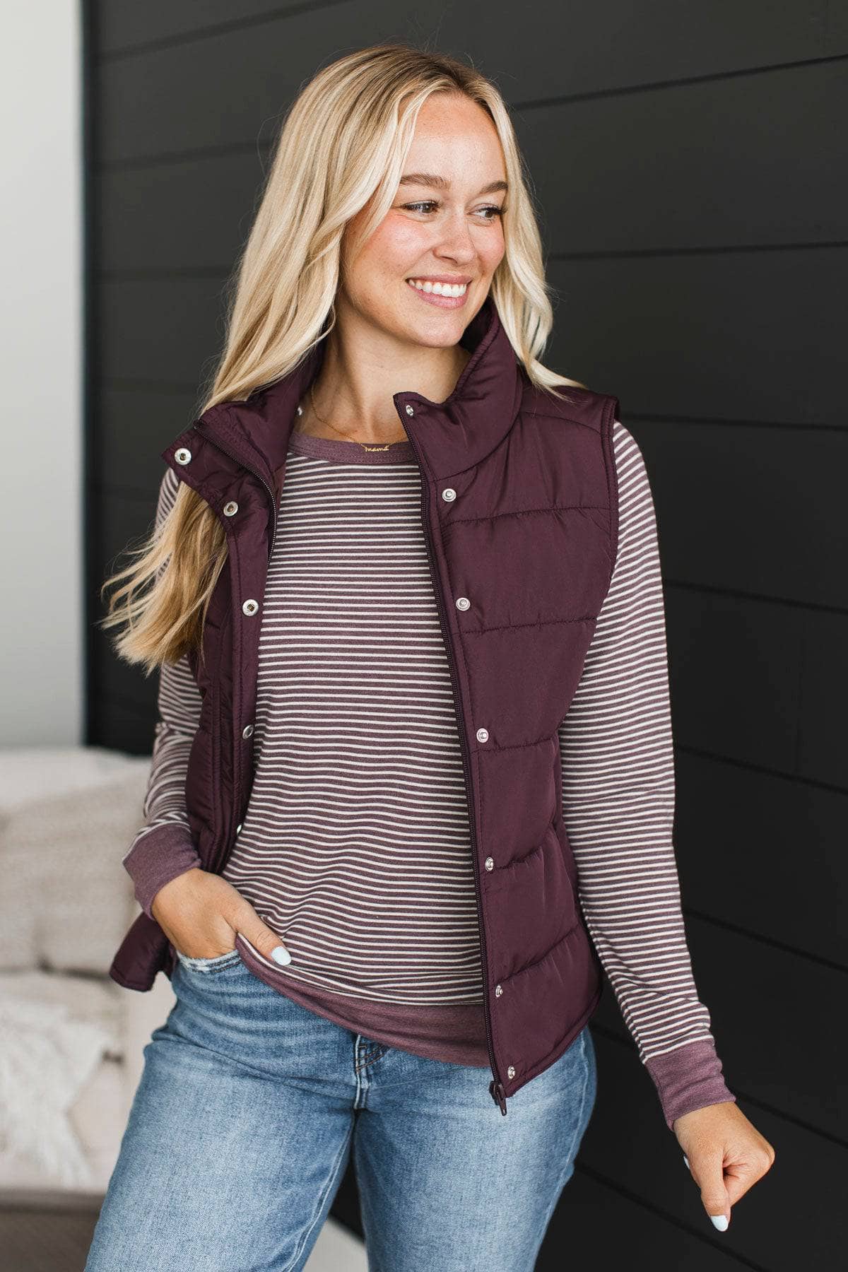 Certainly Adorable Puffer Vest- Plum - Image 2